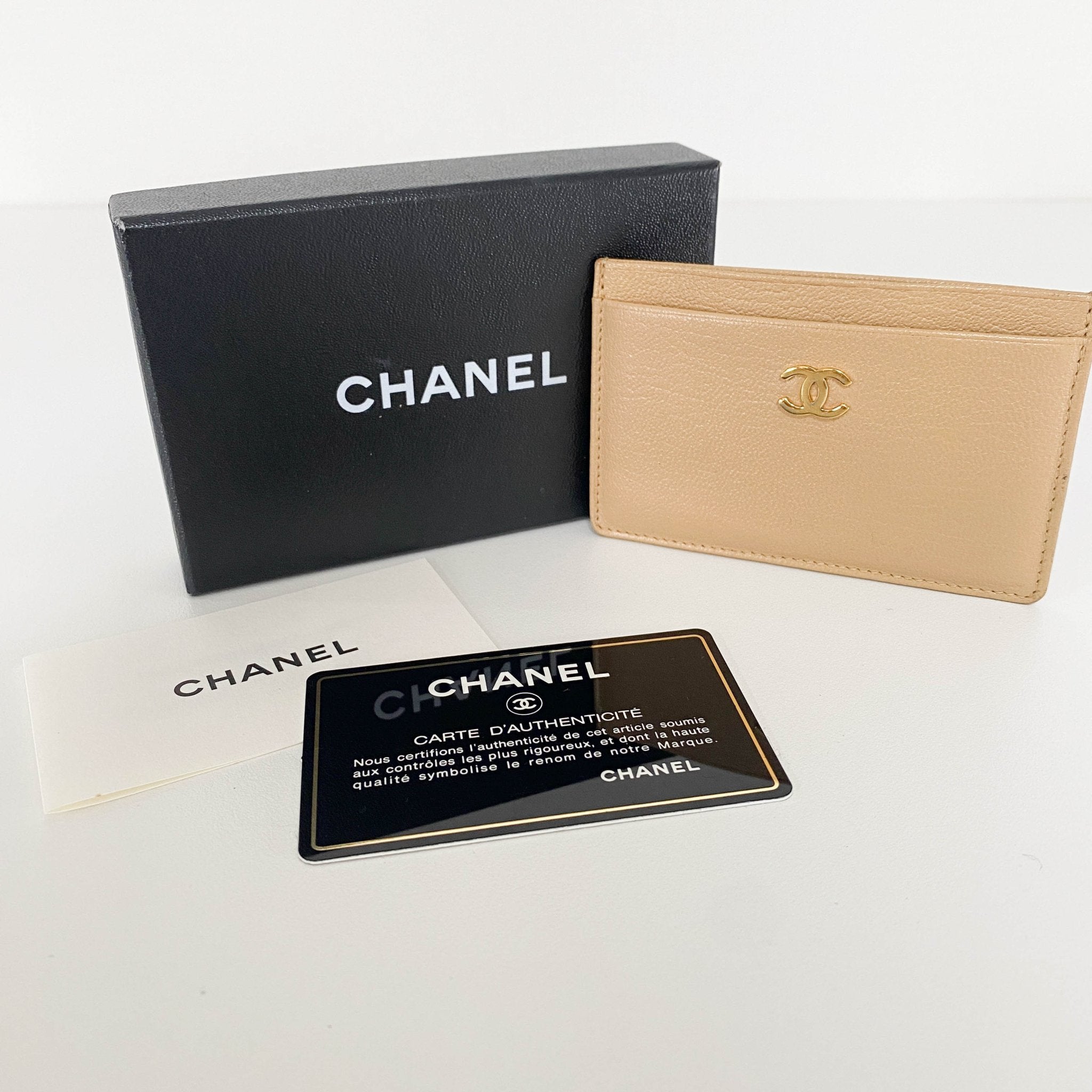 CHANEL CC Logo Beige Leather Card Holder Case, in , Sold by HIVE PRELOVED - Card Holder, ,