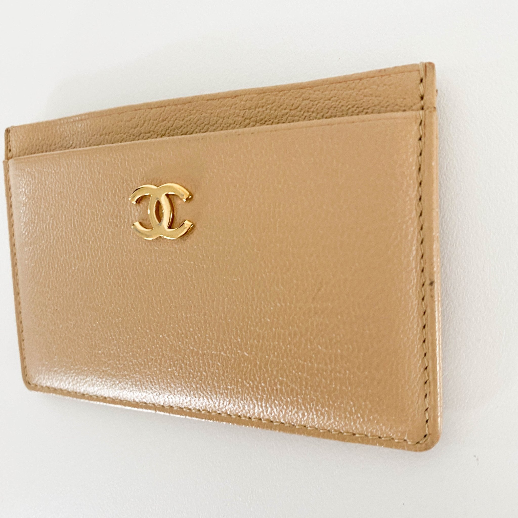 CHANEL CC Logo Beige Leather Card Holder Case, in , Sold by HIVE PRELOVED - Card Holder, ,