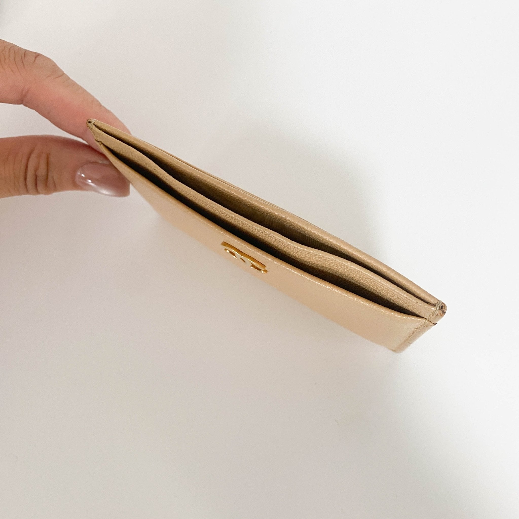 CHANEL CC Logo Beige Leather Card Holder Case, in , Sold by HIVE PRELOVED - Card Holder, ,