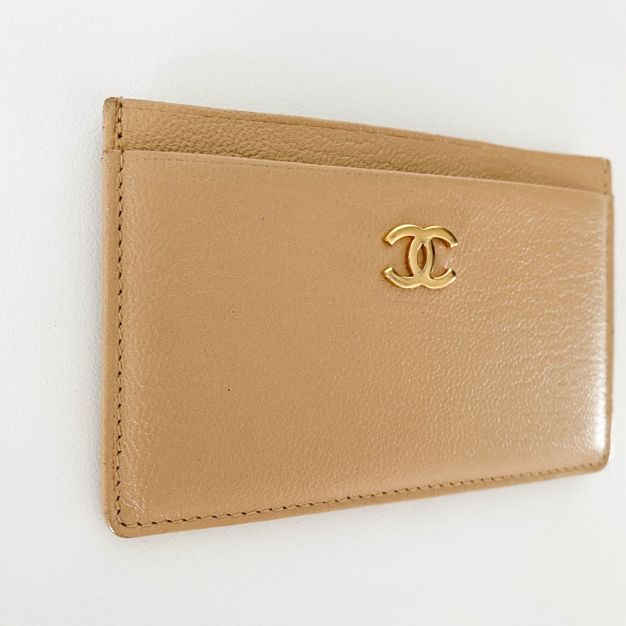 CHANEL CC Logo Beige Leather Card Holder Case, in , Sold by HIVE PRELOVED - Card Holder, ,
