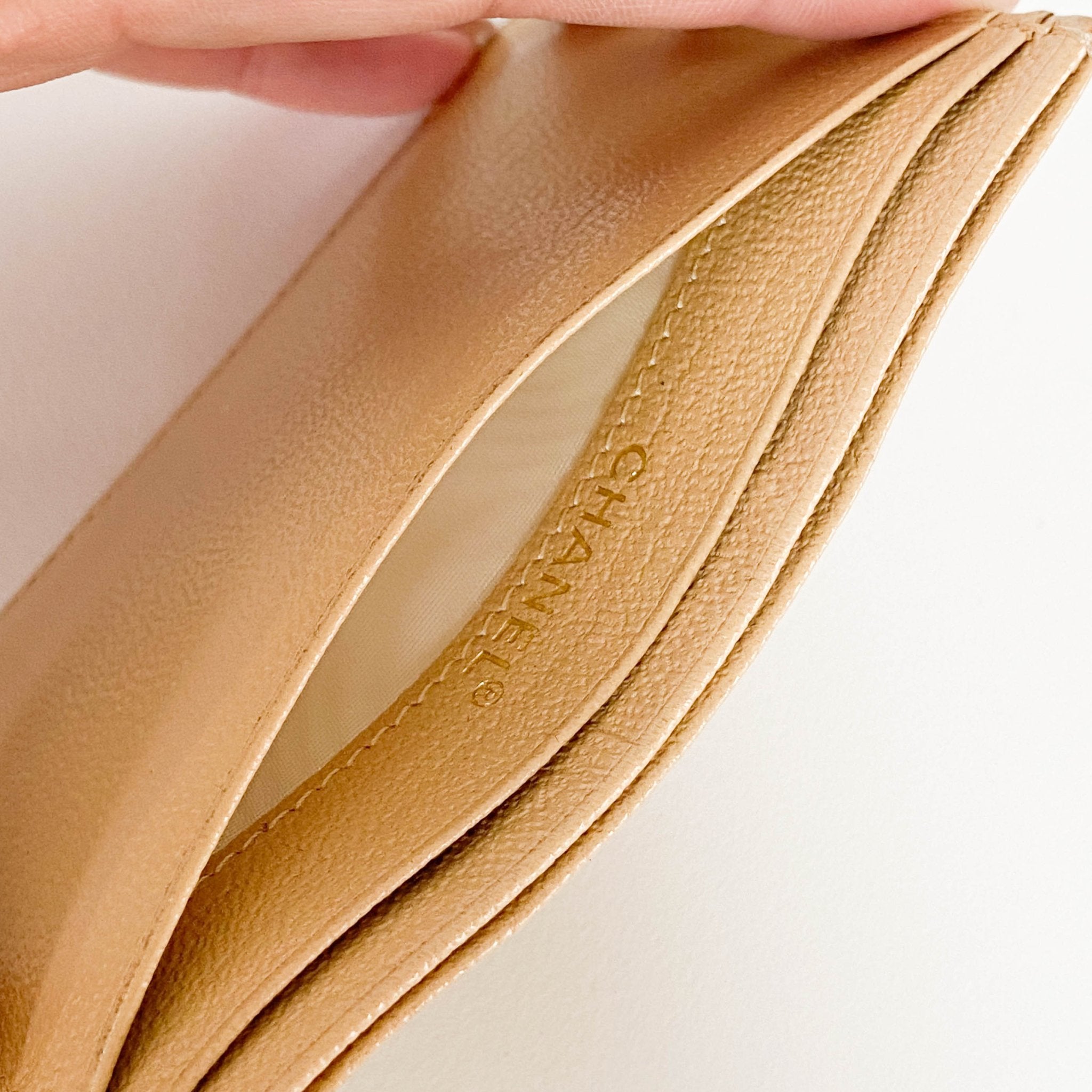 CHANEL CC Logo Beige Leather Card Holder Case, in , Sold by HIVE PRELOVED - Card Holder, ,