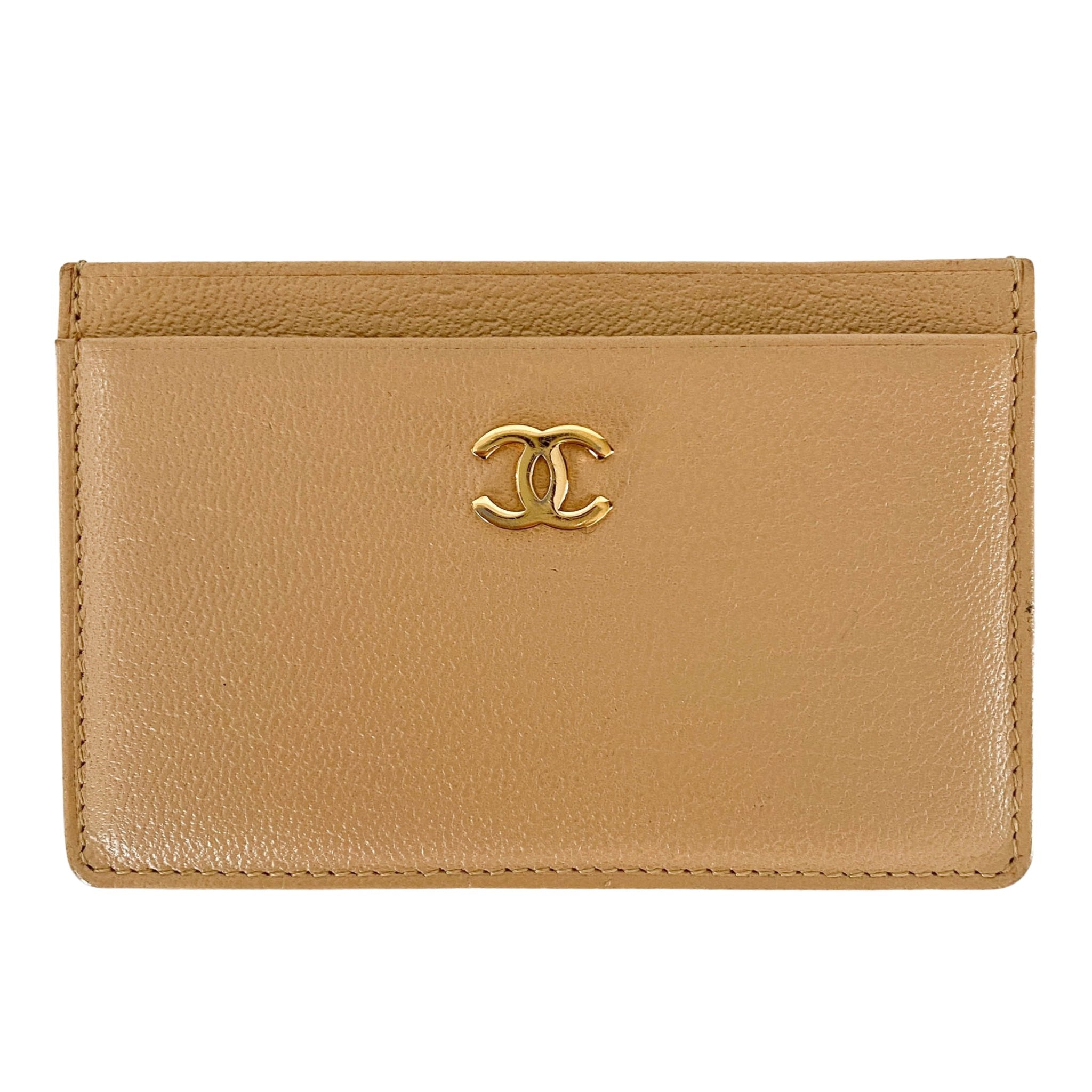 CHANEL CC Logo Beige Leather Card Holder Case, in , Sold by HIVE PRELOVED - Card Holder, ,
