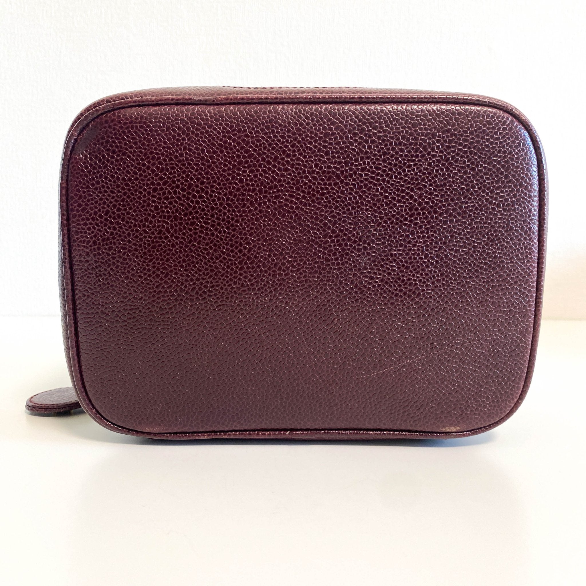 CHANEL CC Logo Vanity Case Aubergine Leather, in , Sold by HIVE PRELOVED - Handle Bags, ,