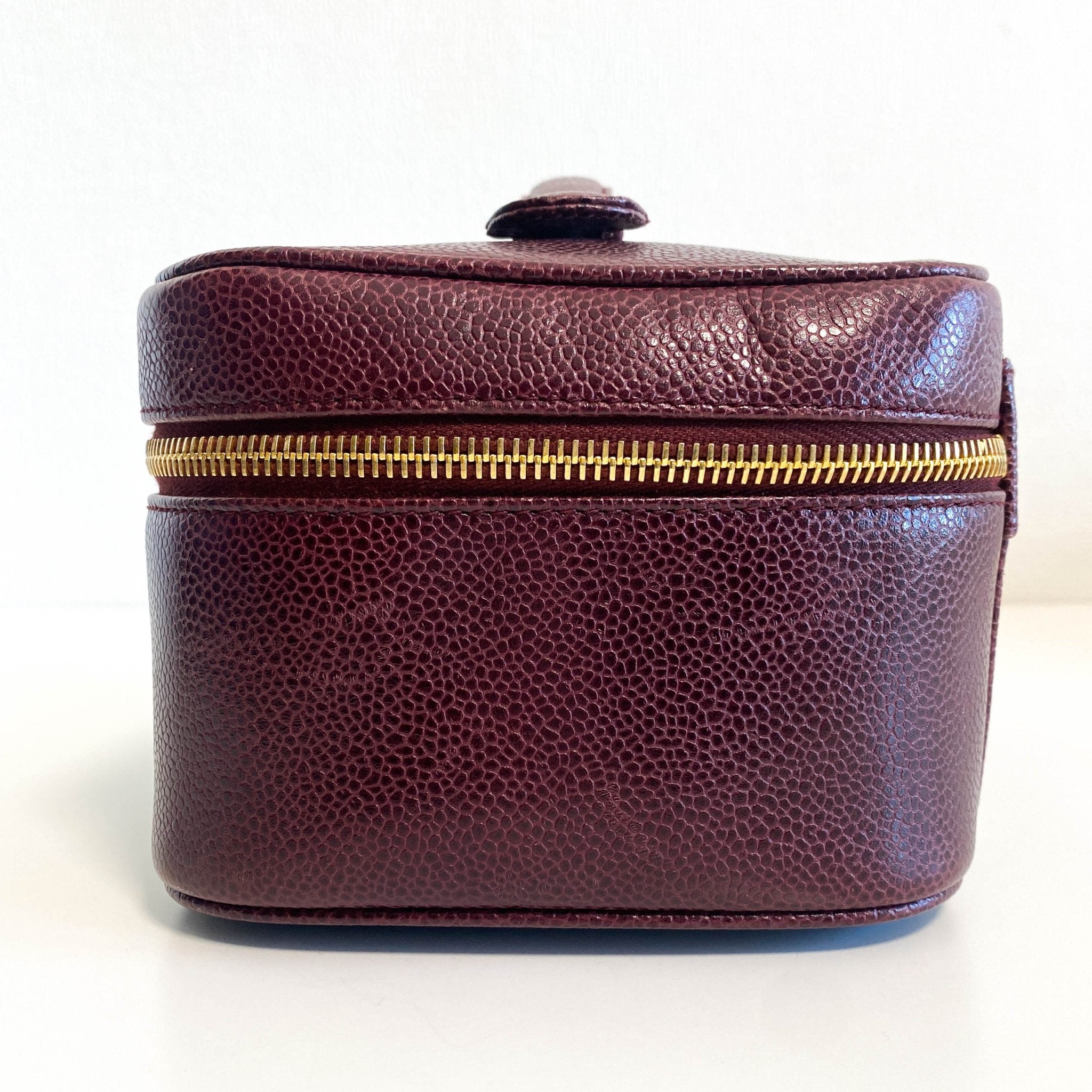 CHANEL CC Logo Vanity Case Aubergine Leather, in , Sold by HIVE PRELOVED - Handle Bags, ,
