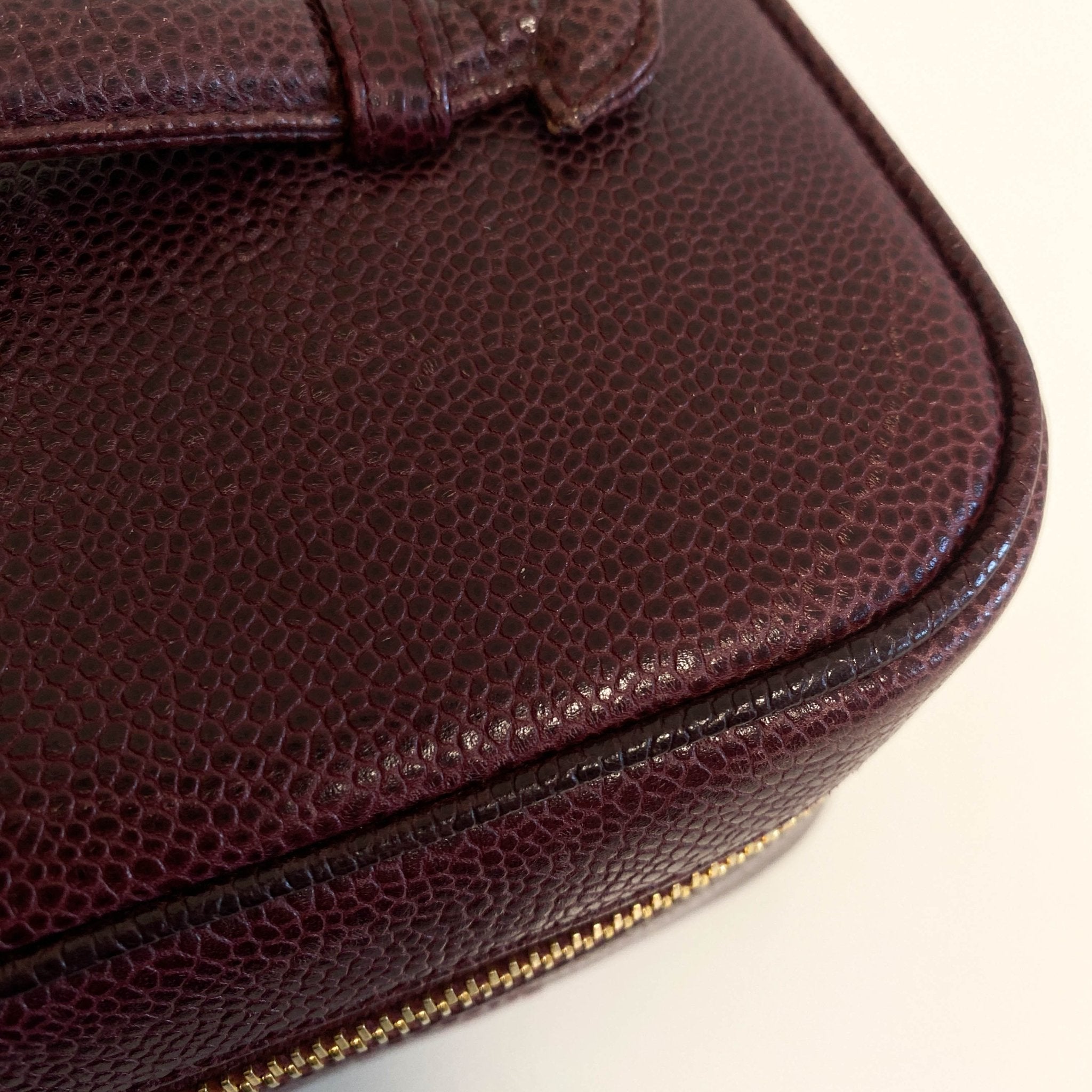 CHANEL CC Logo Vanity Case Aubergine Leather, in , Sold by HIVE PRELOVED - Handle Bags, ,