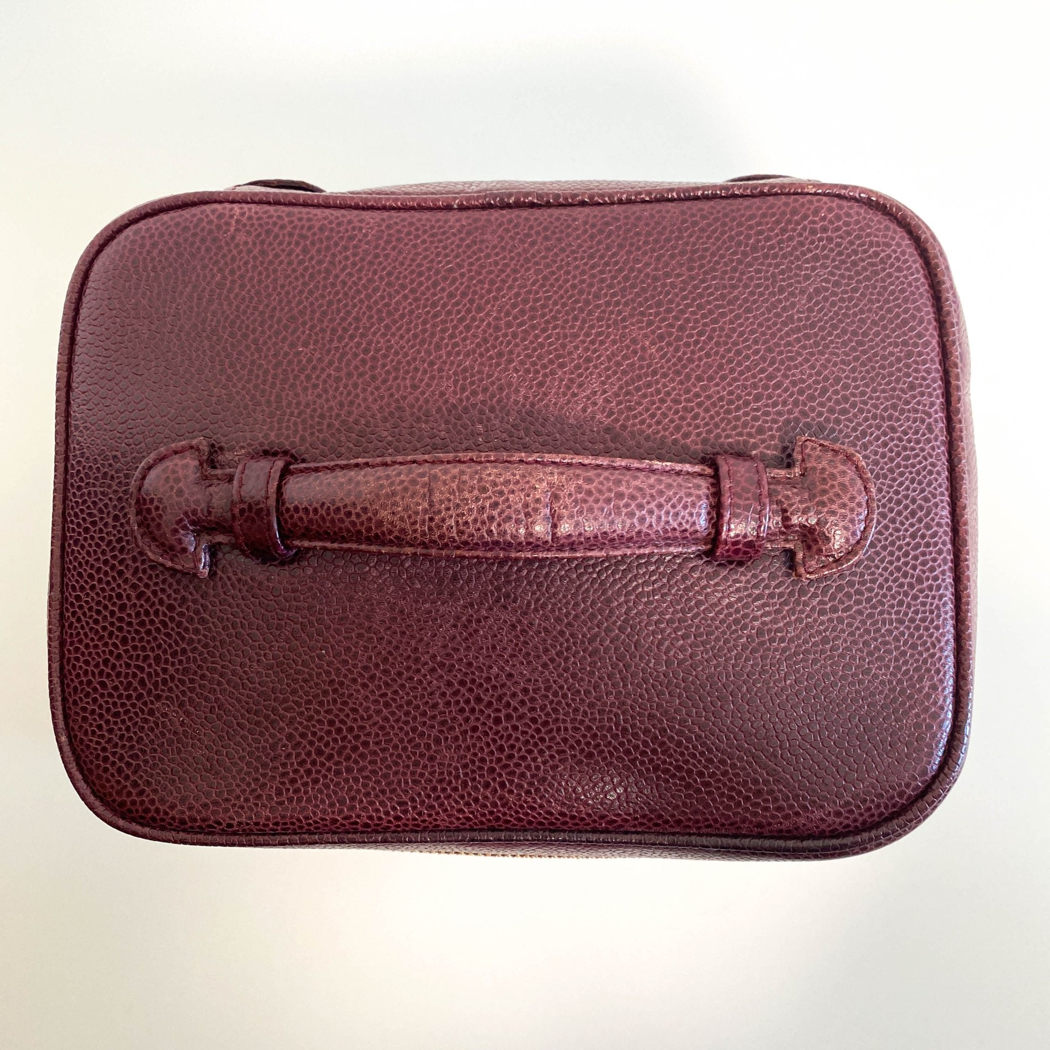 CHANEL CC Logo Vanity Case Aubergine Leather, in , Sold by HIVE PRELOVED - Handle Bags, ,