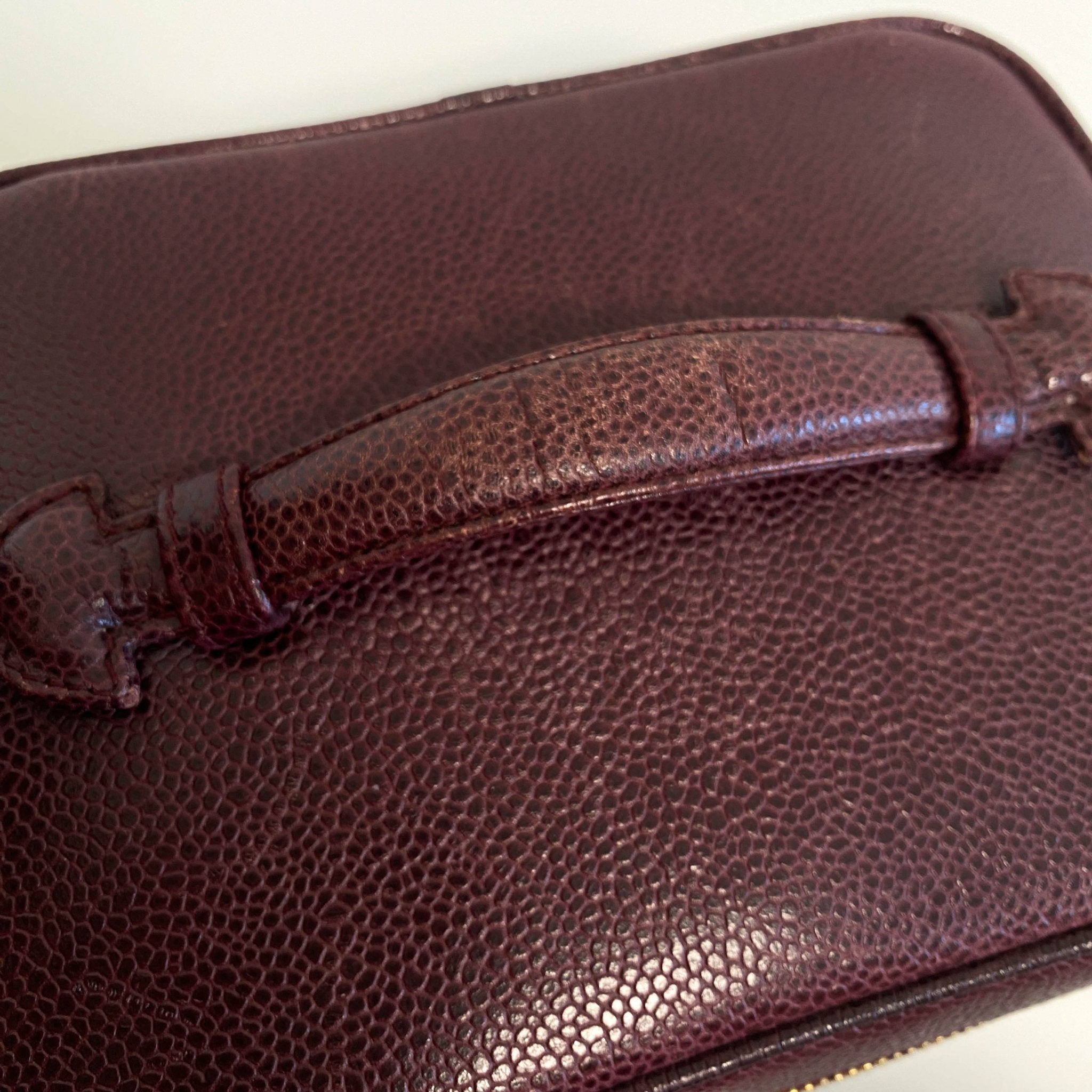 CHANEL CC Logo Vanity Case Aubergine Leather, in , Sold by HIVE PRELOVED - Handle Bags, ,