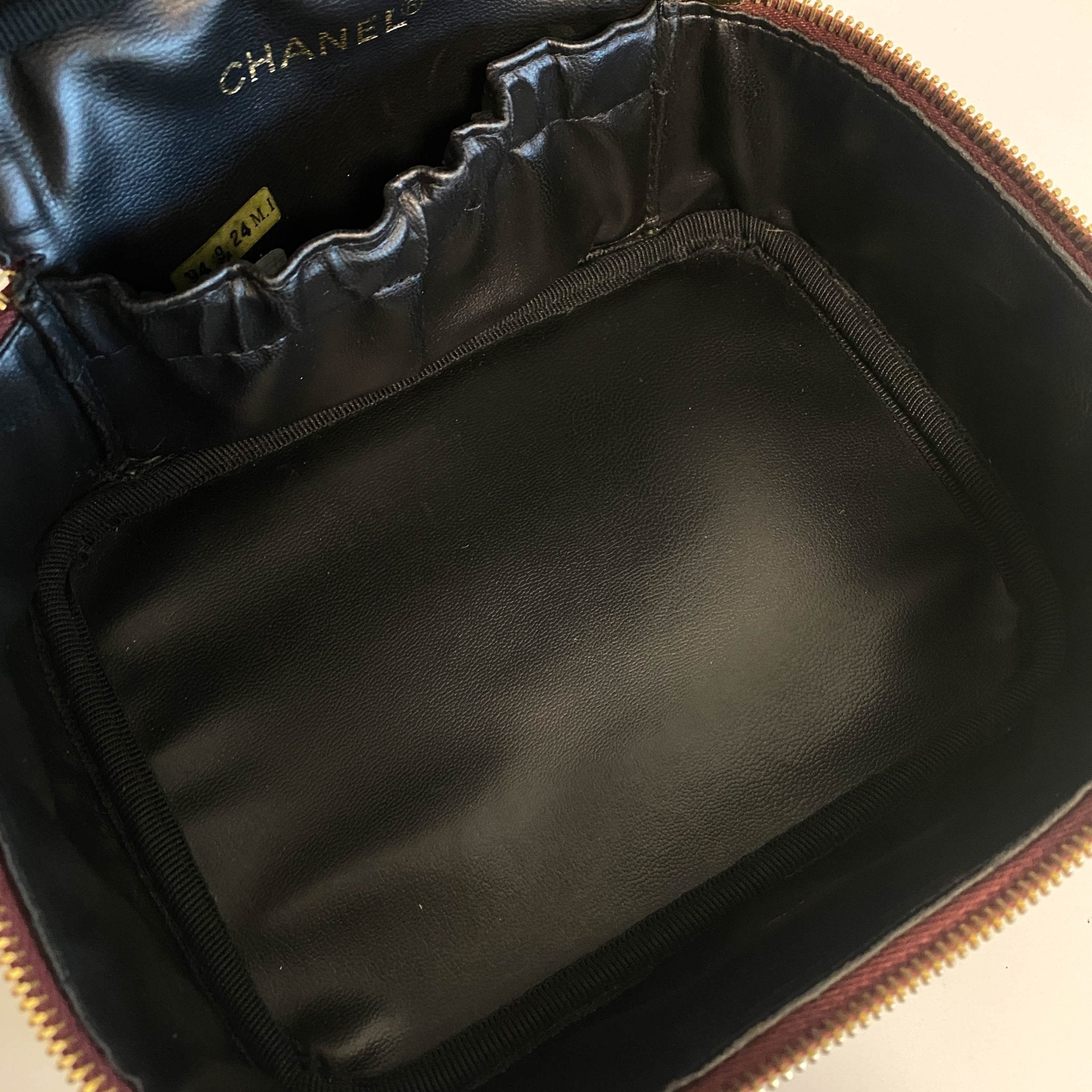 CHANEL CC Logo Vanity Case Aubergine Leather, in , Sold by HIVE PRELOVED - Handle Bags, ,