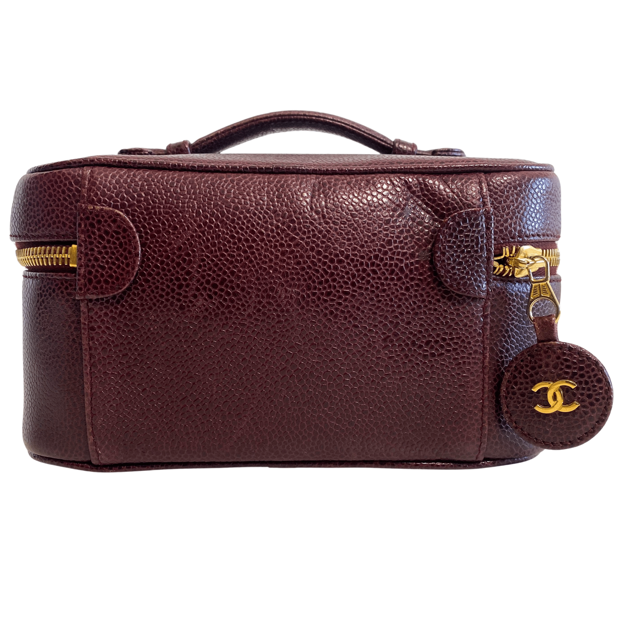 CHANEL CC Logo Vanity Case Aubergine Leather, in , Sold by HIVE PRELOVED - Handle Bags, ,