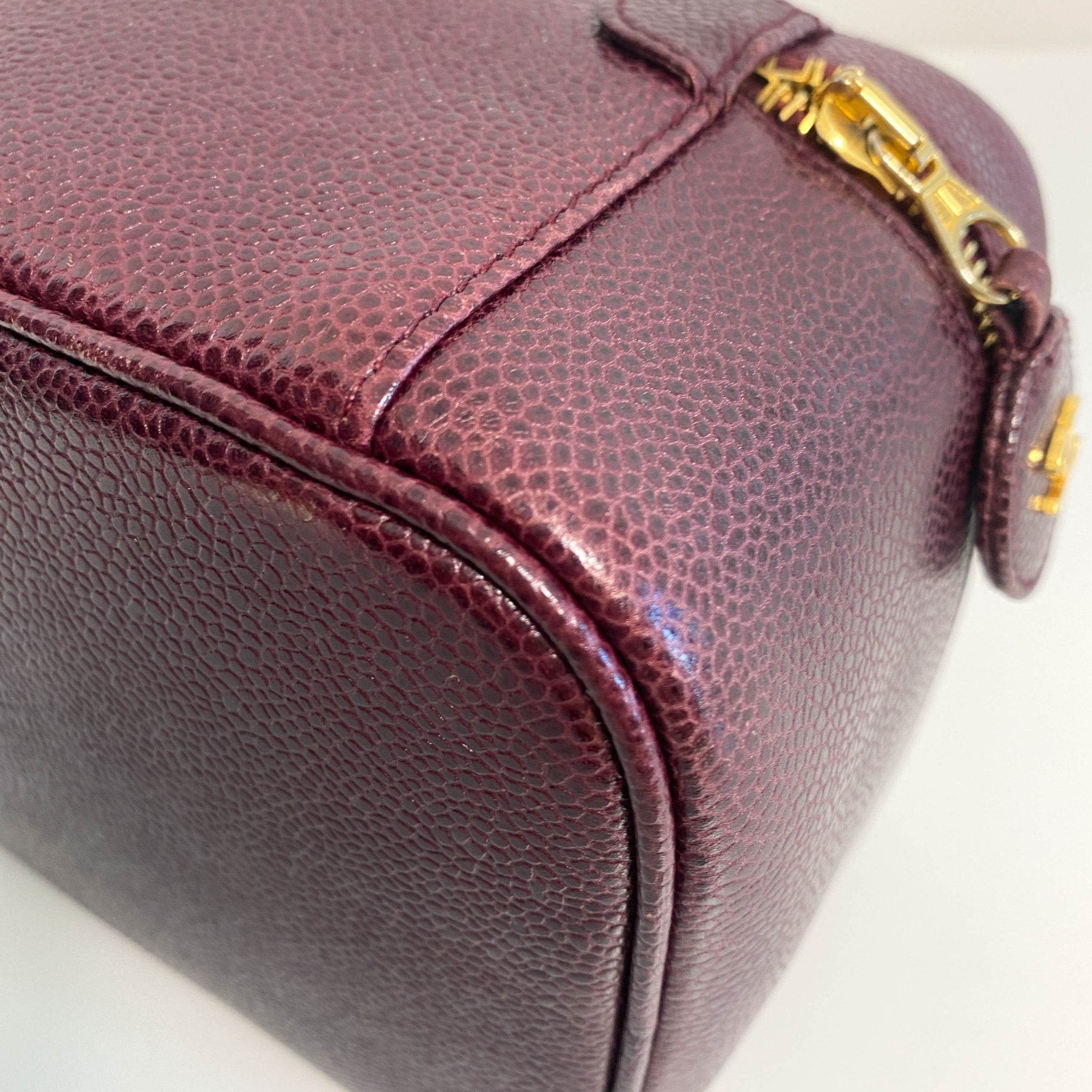 CHANEL CC Logo Vanity Case Aubergine Leather, in , Sold by HIVE PRELOVED - Handle Bags, ,