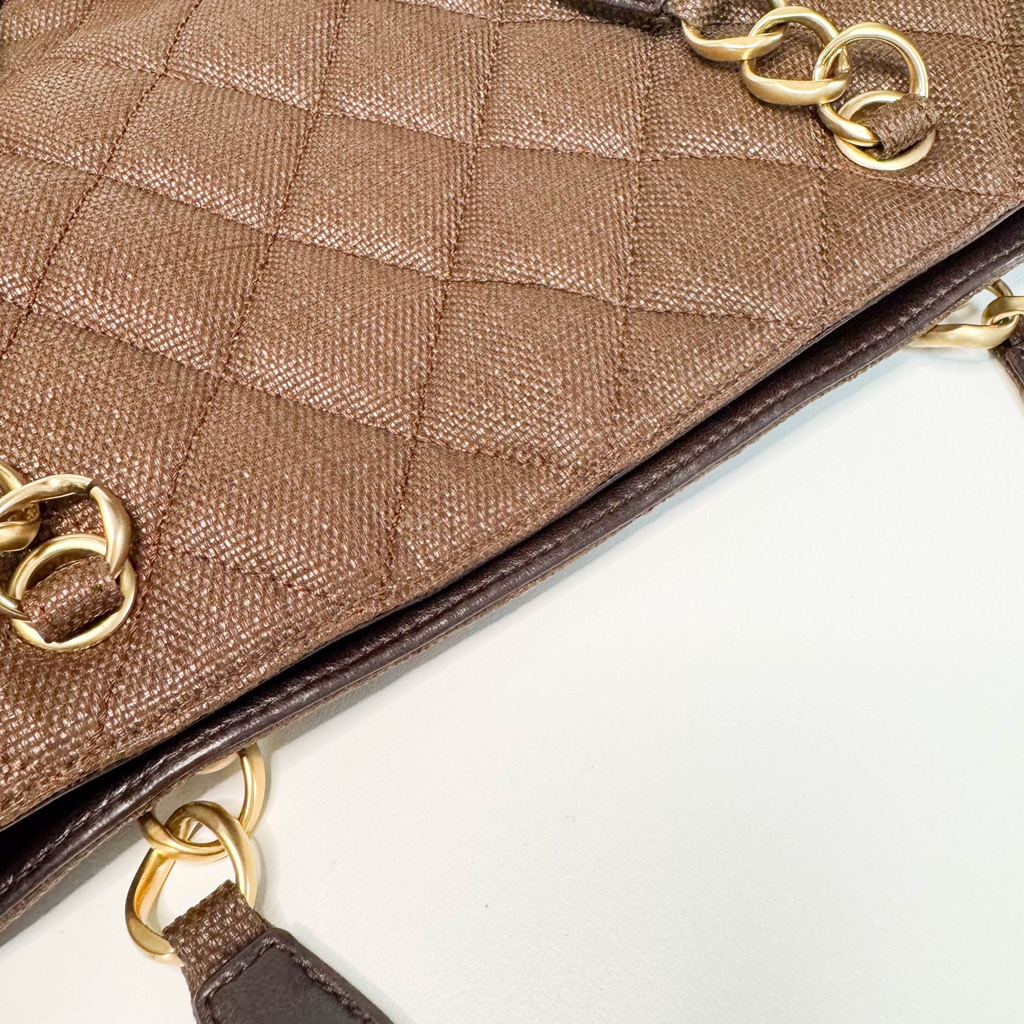 CHANEL CC Quilted Coated Raffia Brown Chain Tote Bag, in , Sold by HIVE PRELOVED - Totes, ,