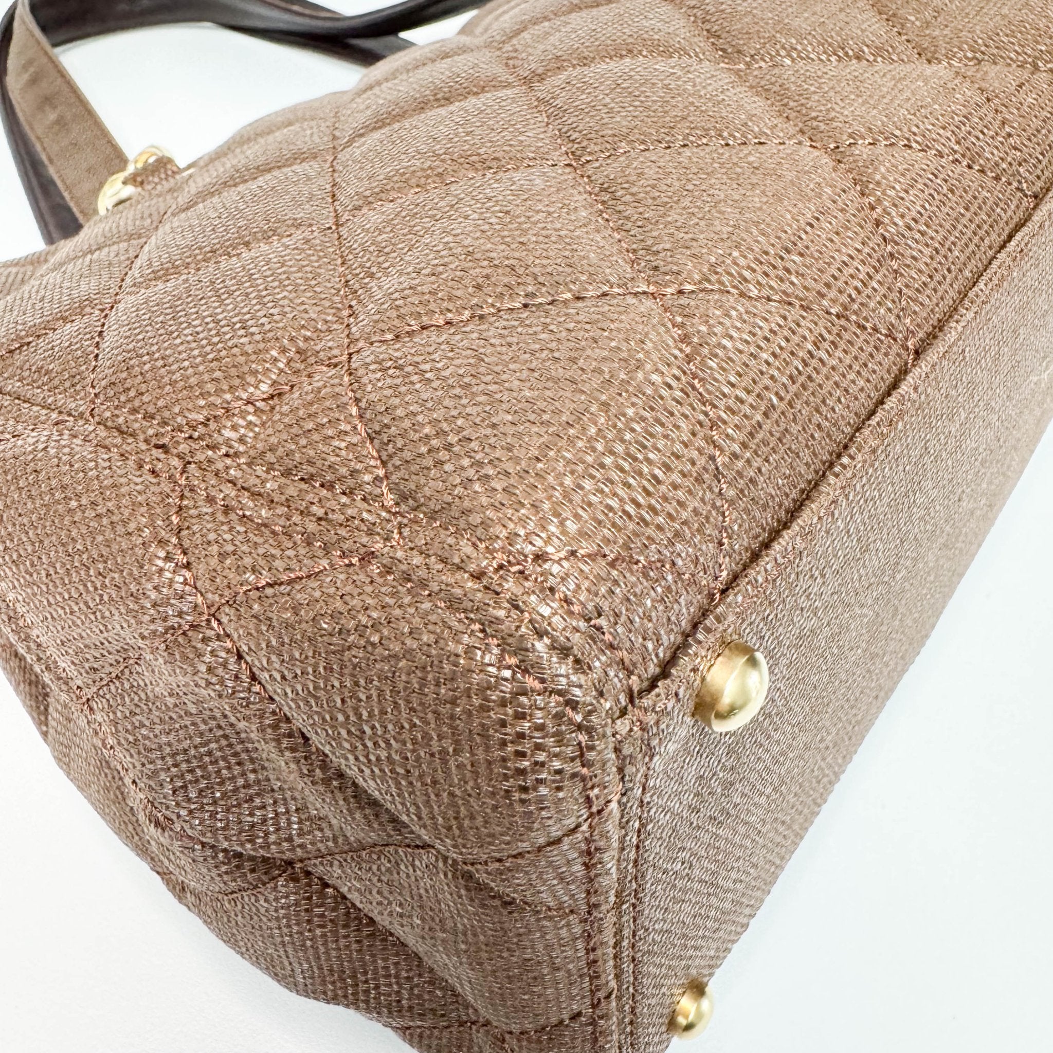 CHANEL CC Quilted Coated Raffia Brown Chain Tote Bag, in , Sold by HIVE PRELOVED - Totes, ,