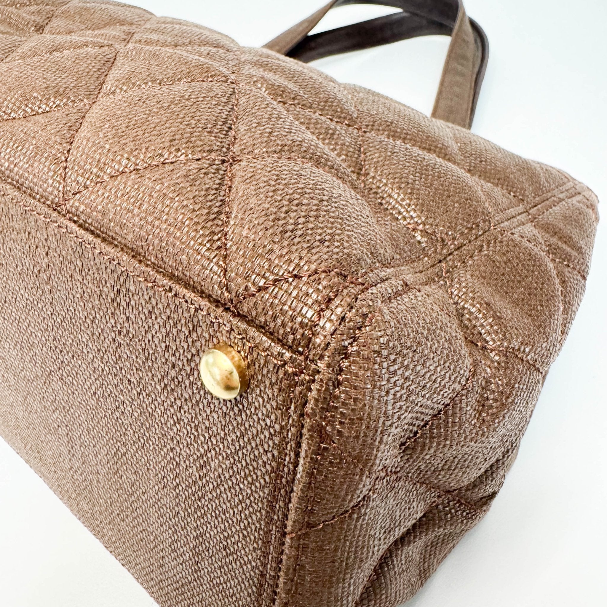 CHANEL CC Quilted Coated Raffia Brown Chain Tote Bag, in , Sold by HIVE PRELOVED - Totes, ,