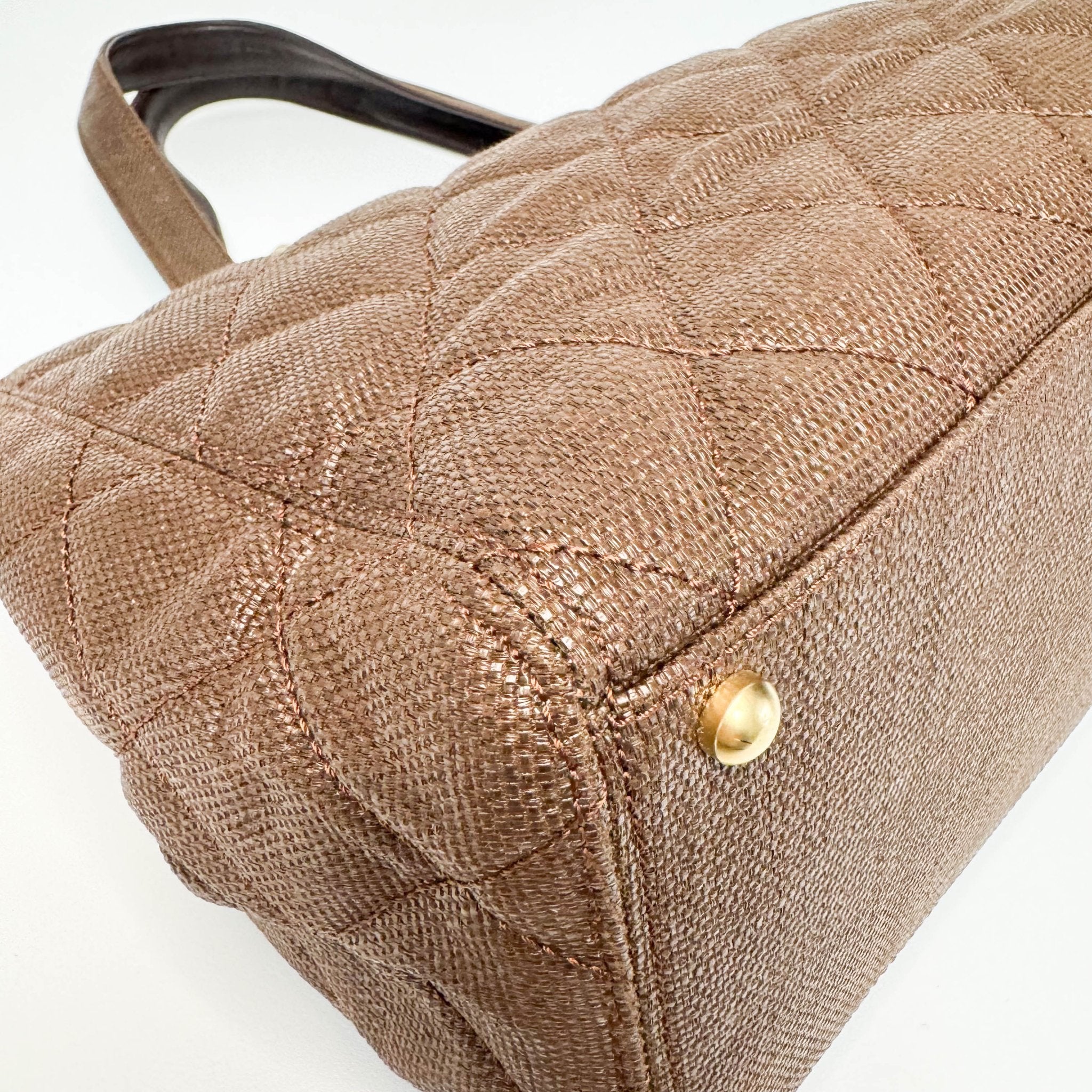 CHANEL CC Quilted Coated Raffia Brown Chain Tote Bag, in , Sold by HIVE PRELOVED - Totes, ,