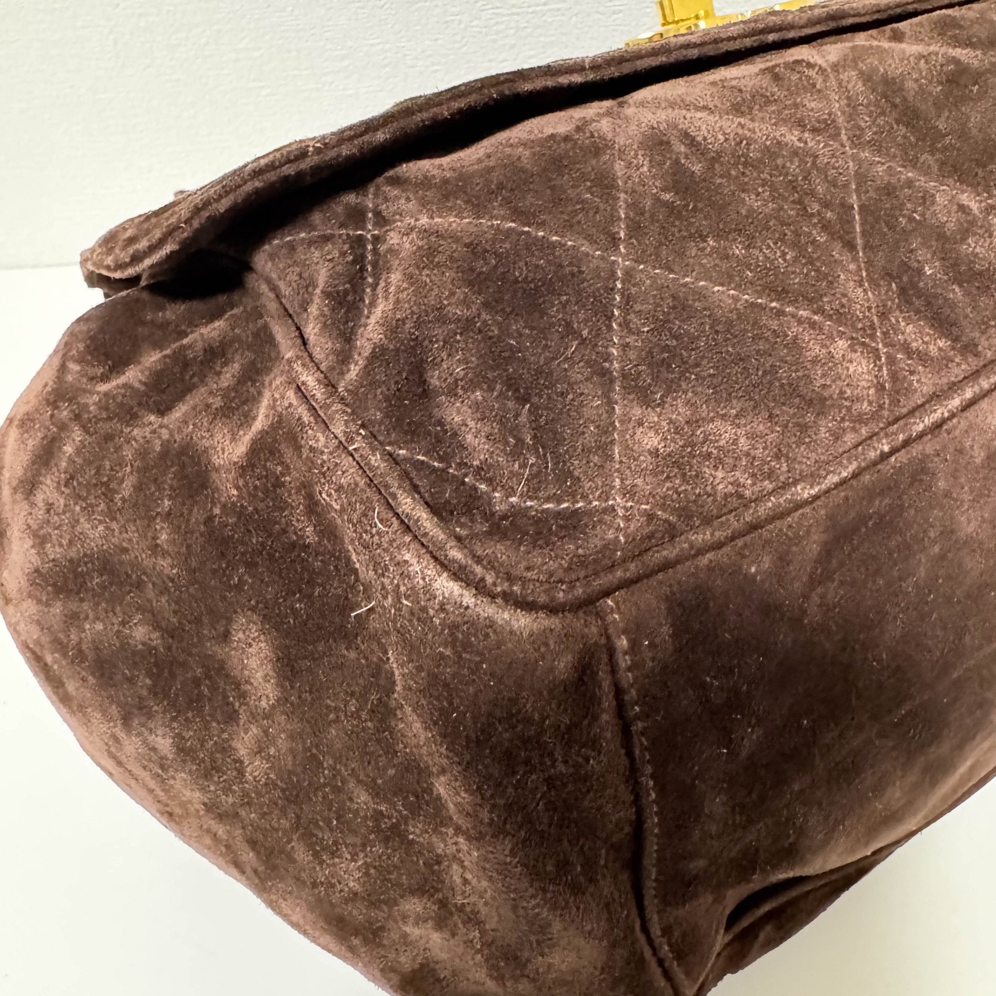 CHANEL CC Quilted Dark Brown Suede Large Satchel Crossbody Bag, in , Sold by HIVE PRELOVED - Crossbody bags, ,