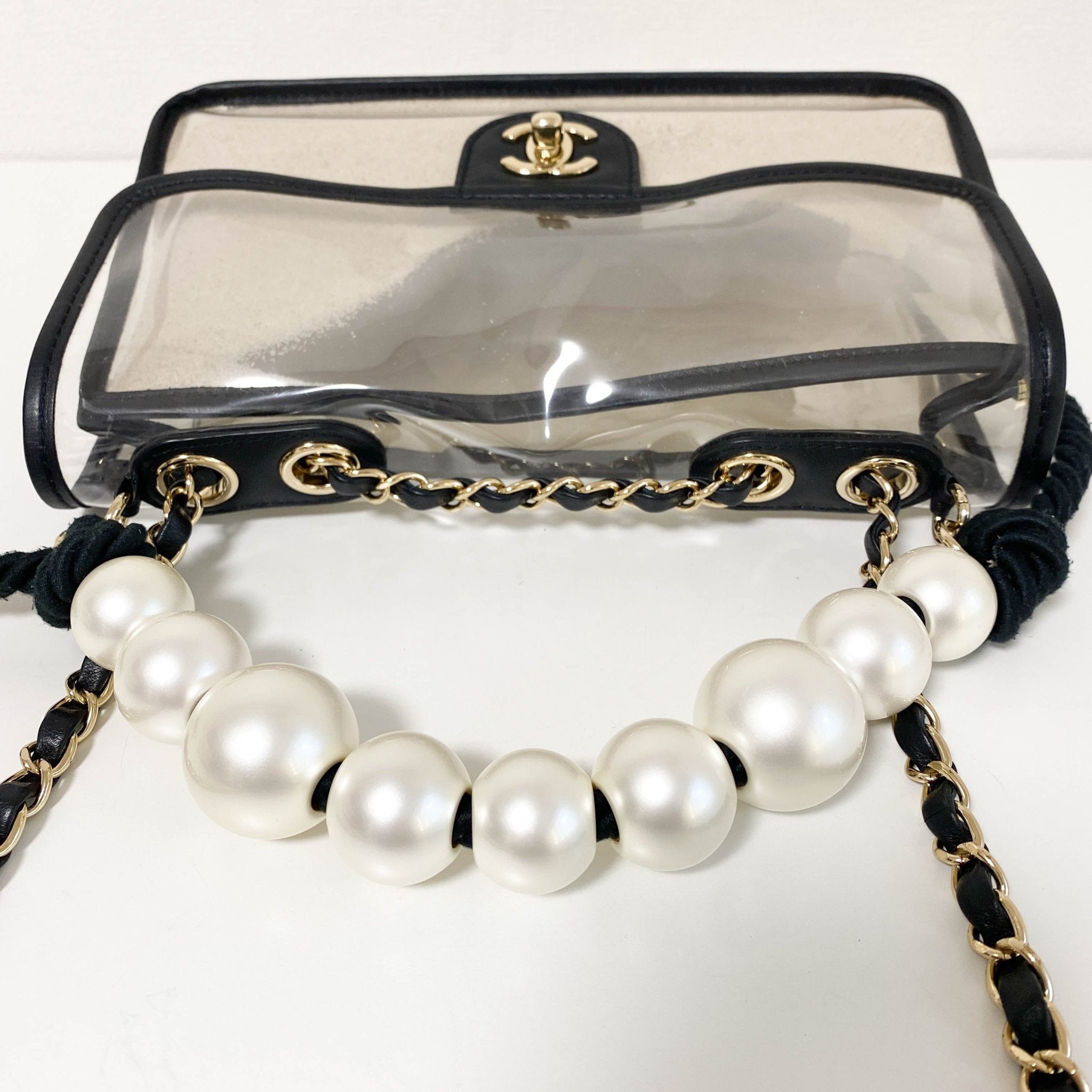 CHANEL Chanel Lambskin PVC Sand By The Sea Flap Bag With Pearl Strap, in , Sold by HIVE PRELOVED - Shoulder Bags, ,