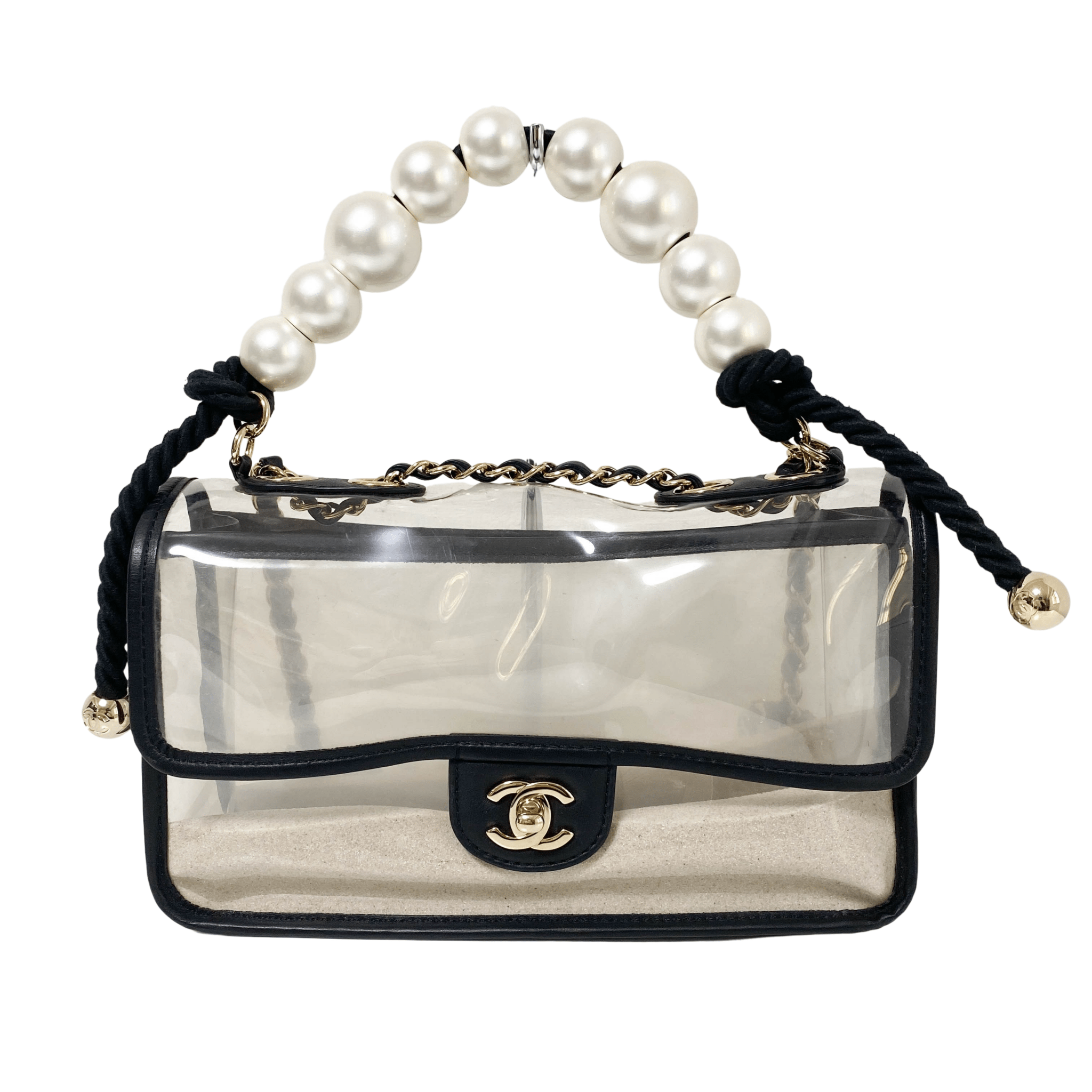 CHANEL Chanel Lambskin PVC Sand By The Sea Flap Bag With Pearl Strap, in , Sold by HIVE PRELOVED - Shoulder Bags, ,