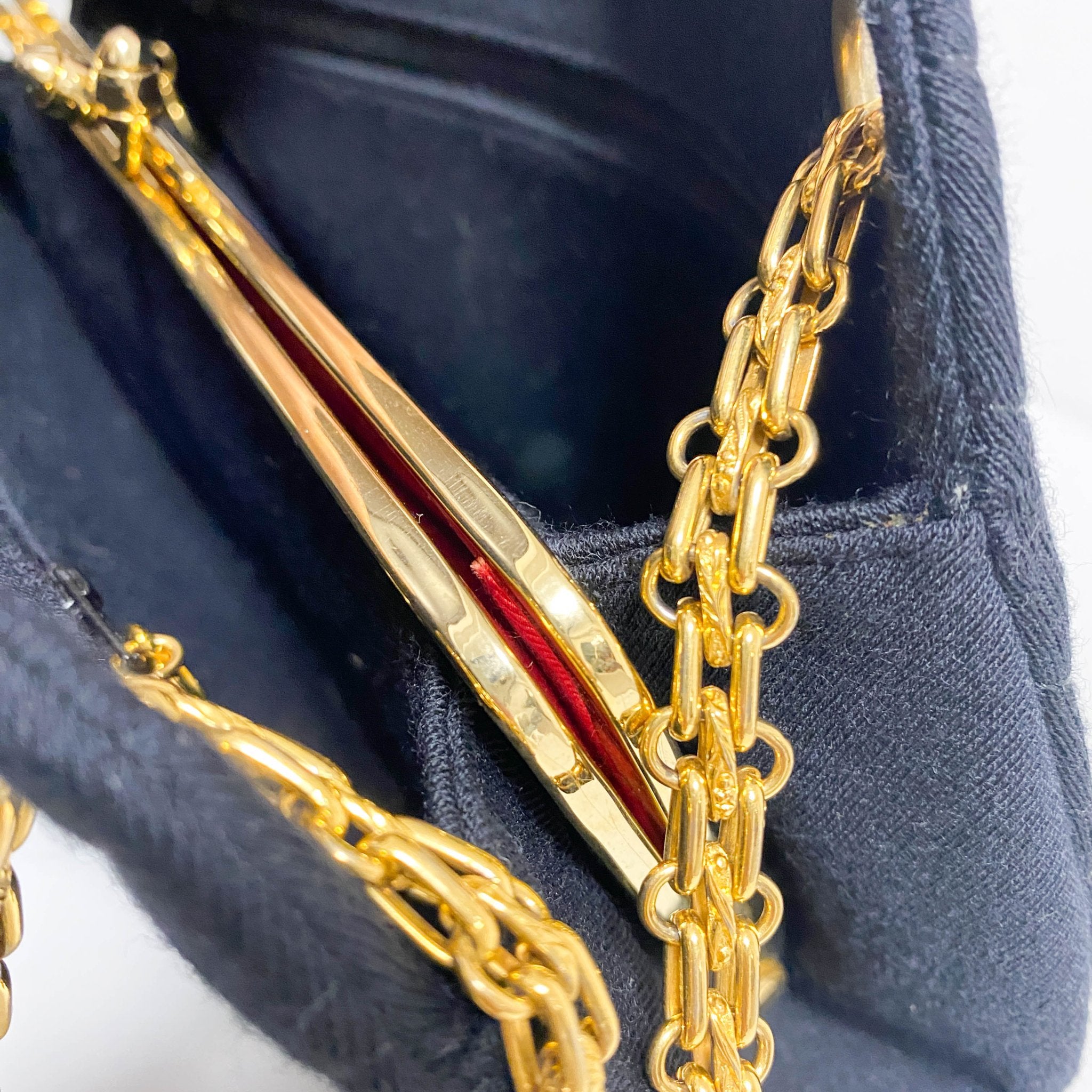 CHANEL Chevron Black Cotton Gold Bijou Chain Shoulder Bag, in , Sold by HIVE PRELOVED - Shoulder Bags, ,