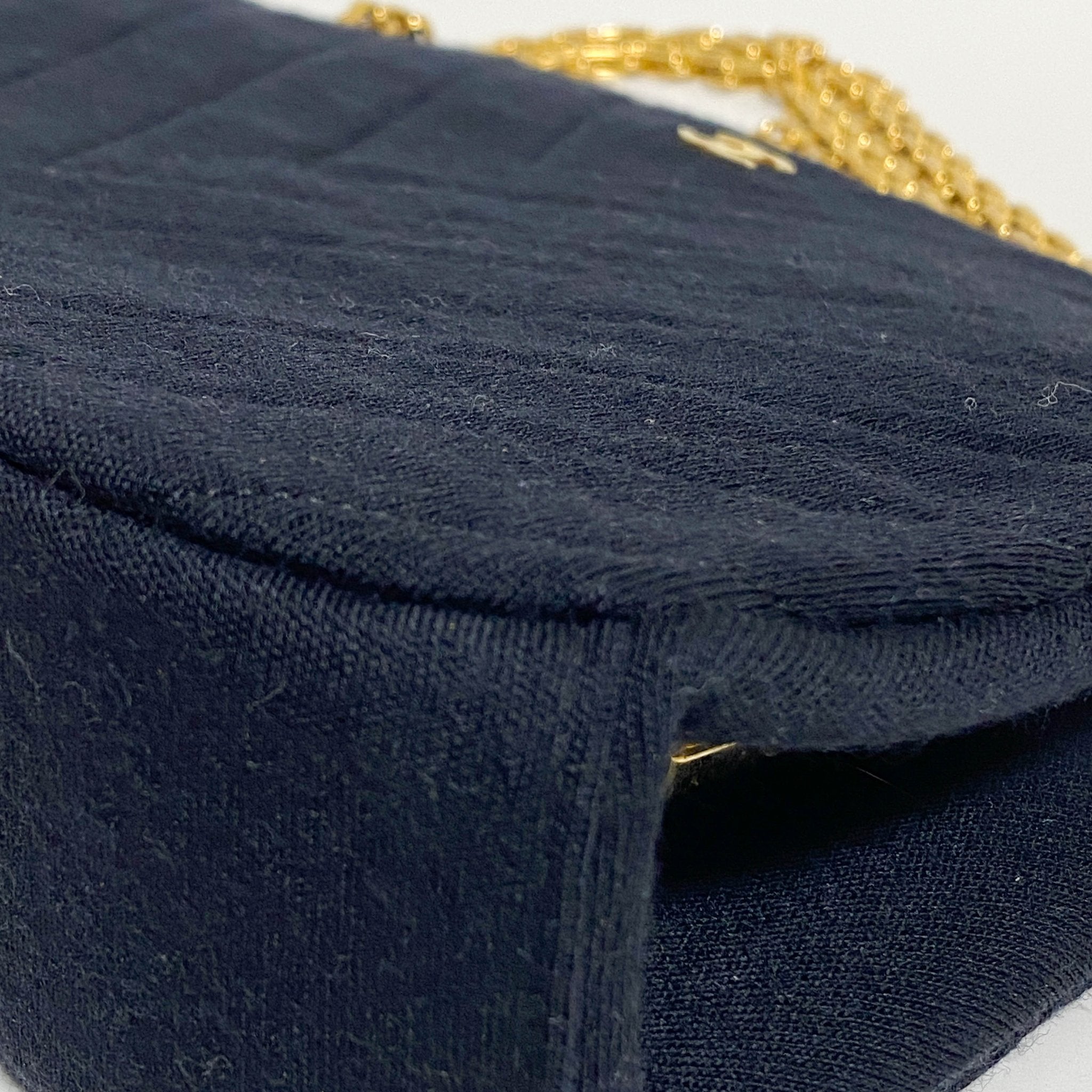 CHANEL Chevron Black Cotton Gold Bijou Chain Shoulder Bag, in , Sold by HIVE PRELOVED - Shoulder Bags, ,