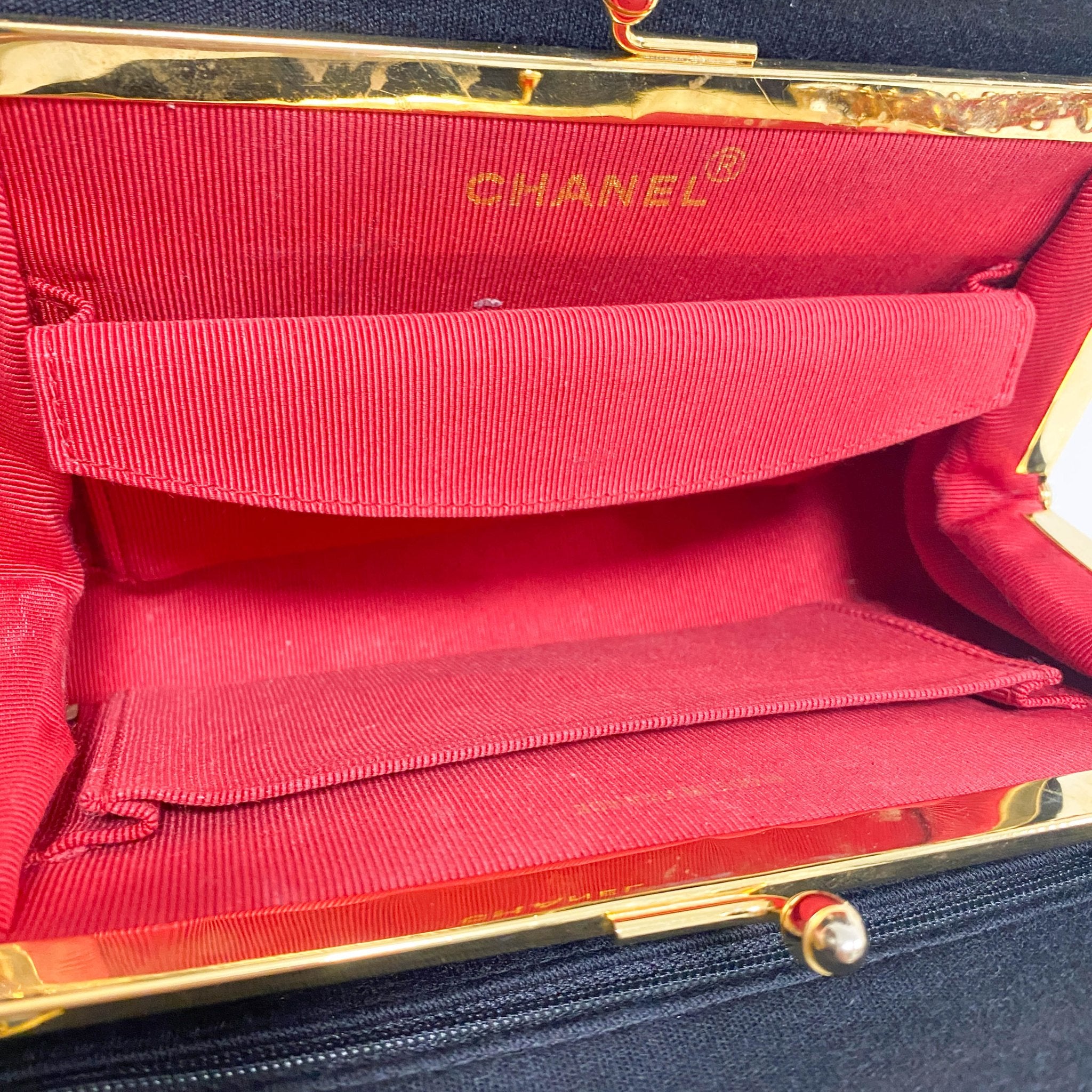 CHANEL Chevron Black Cotton Gold Bijou Chain Shoulder Bag, in , Sold by HIVE PRELOVED - Shoulder Bags, ,