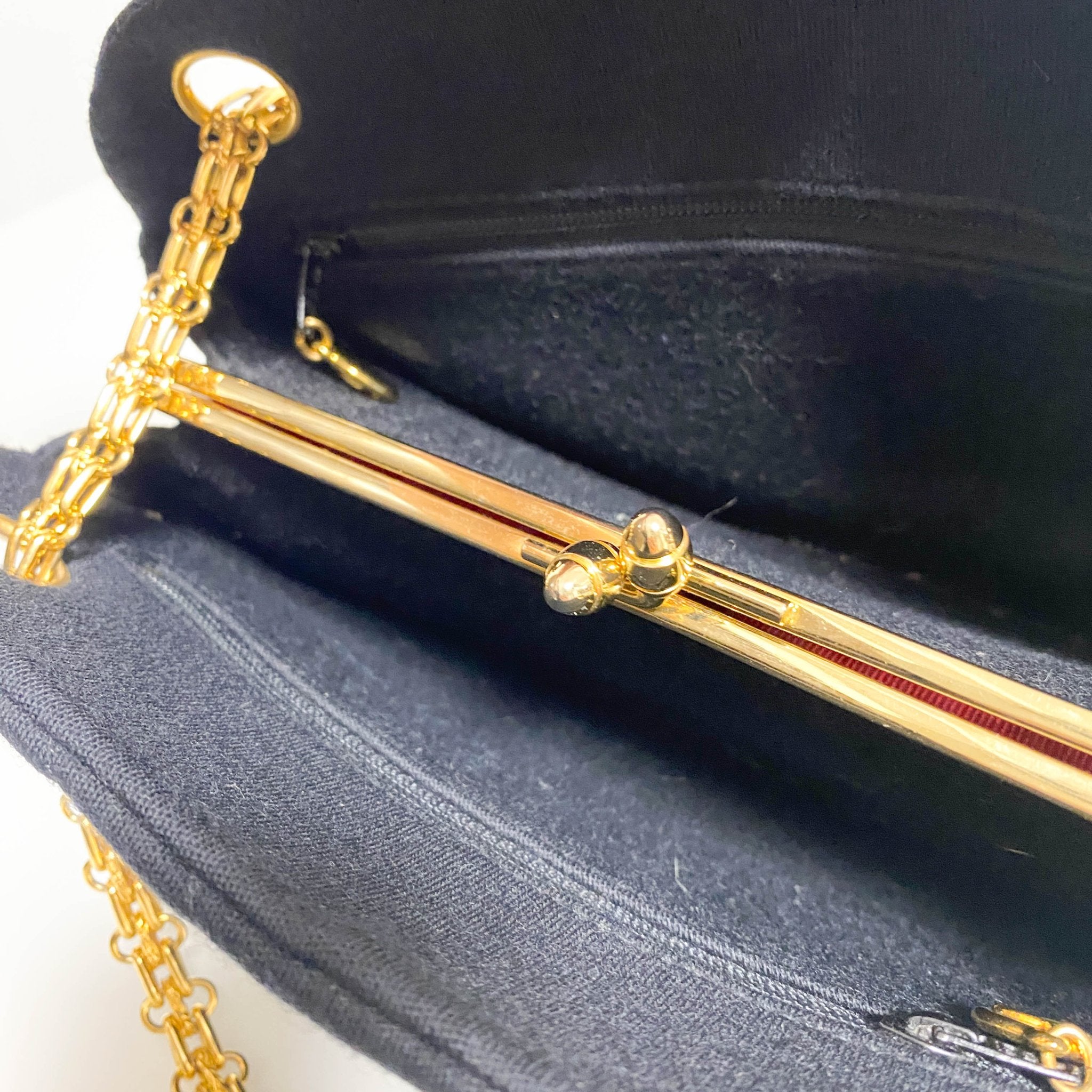 CHANEL Chevron Black Cotton Gold Bijou Chain Shoulder Bag, in , Sold by HIVE PRELOVED - Shoulder Bags, ,