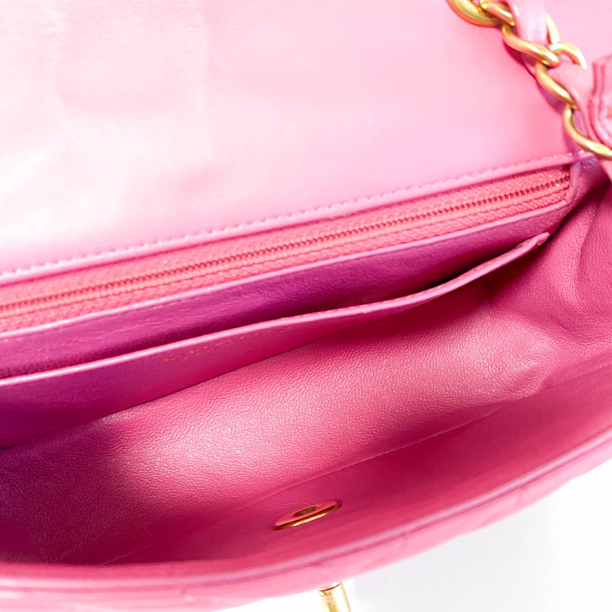 CHANEL Chevron CC V Stitched Single Flap Lambskin Chain Shoulder Bag Pink Gold Hardware in Sold by HIVE PRELOVED Shoulder Bag