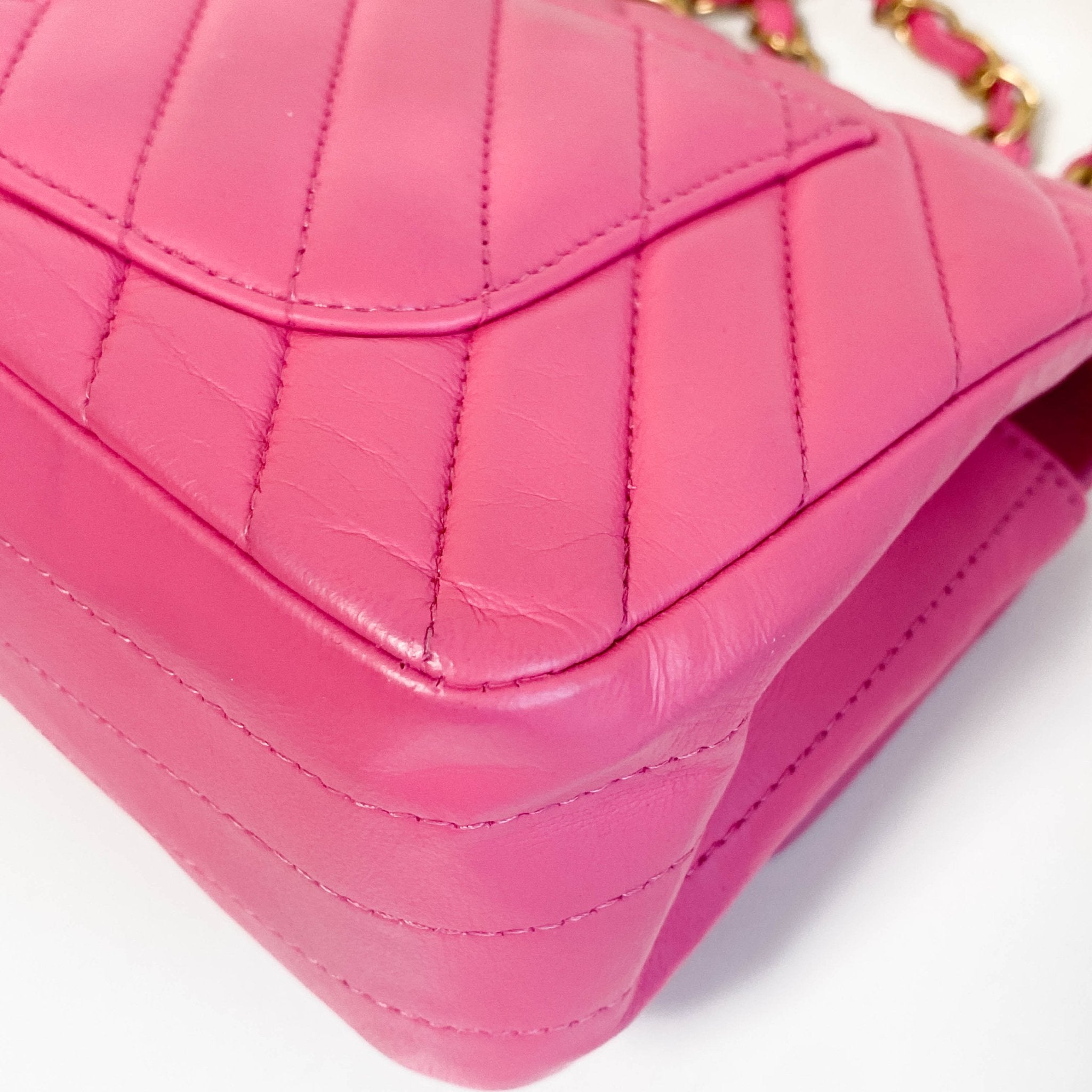 CHANEL Chevron CC V Stitched Single Flap Lambskin Chain Shoulder Bag Pink Gold Hardware in Sold by HIVE PRELOVED Shoulder Bag