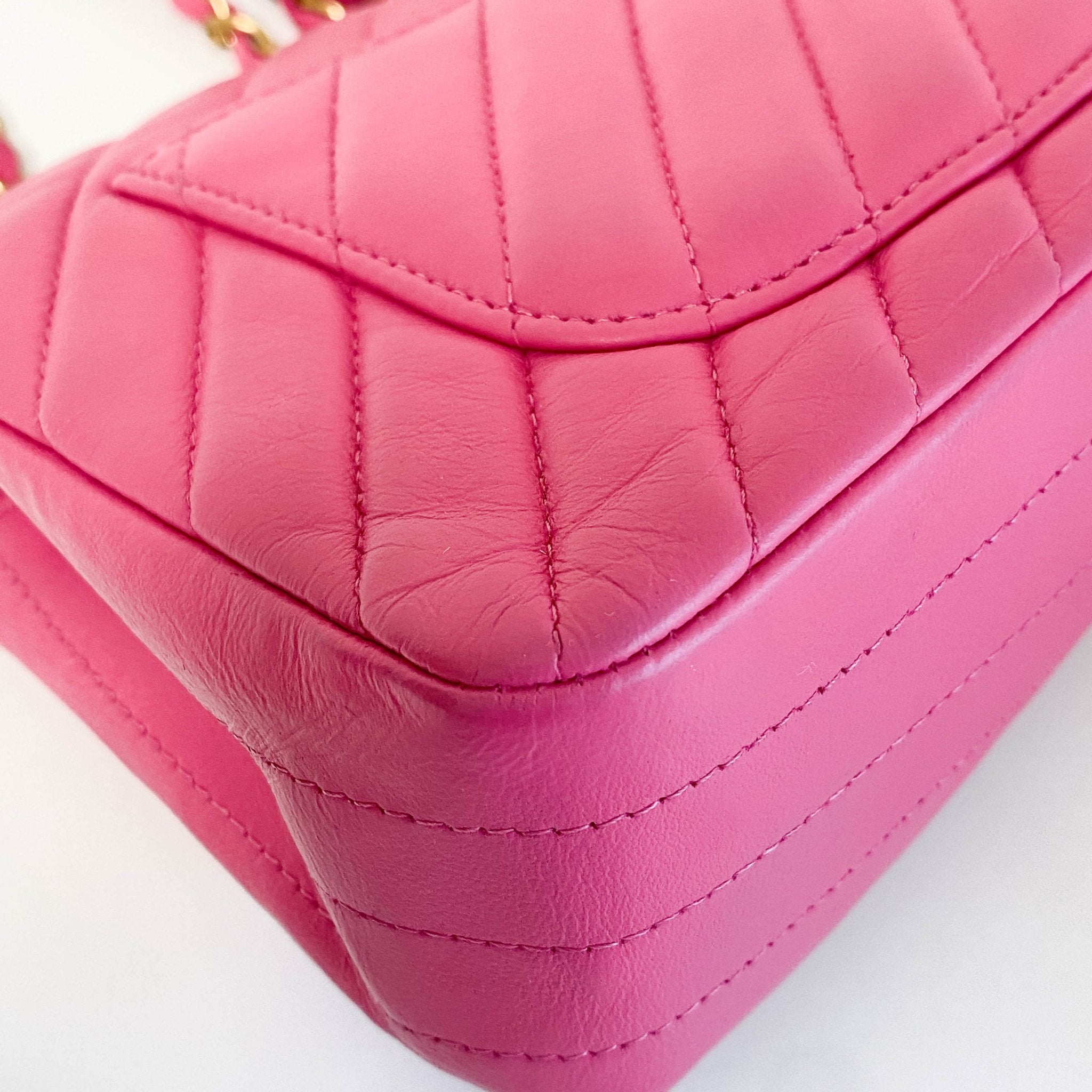 CHANEL Chevron CC V Stitched Single Flap Lambskin Chain Shoulder Bag Pink Gold Hardware in Sold by HIVE PRELOVED Shoulder Bag