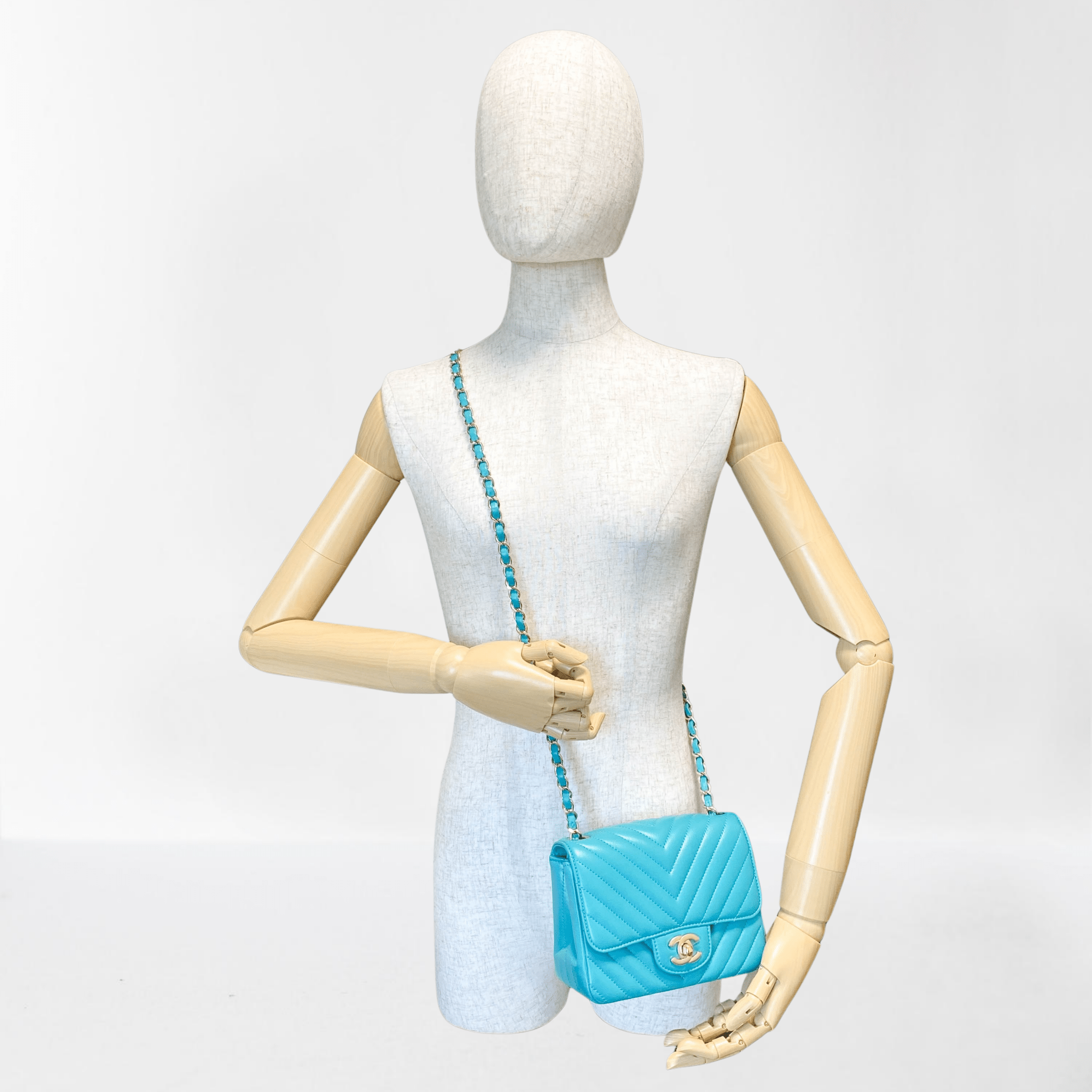 CHANEL Chevron Classic Mini Rectangular Single Flap Turquoise Shouler Bag, in , Sold by HIVE PRELOVED - Crossbody bags, ,