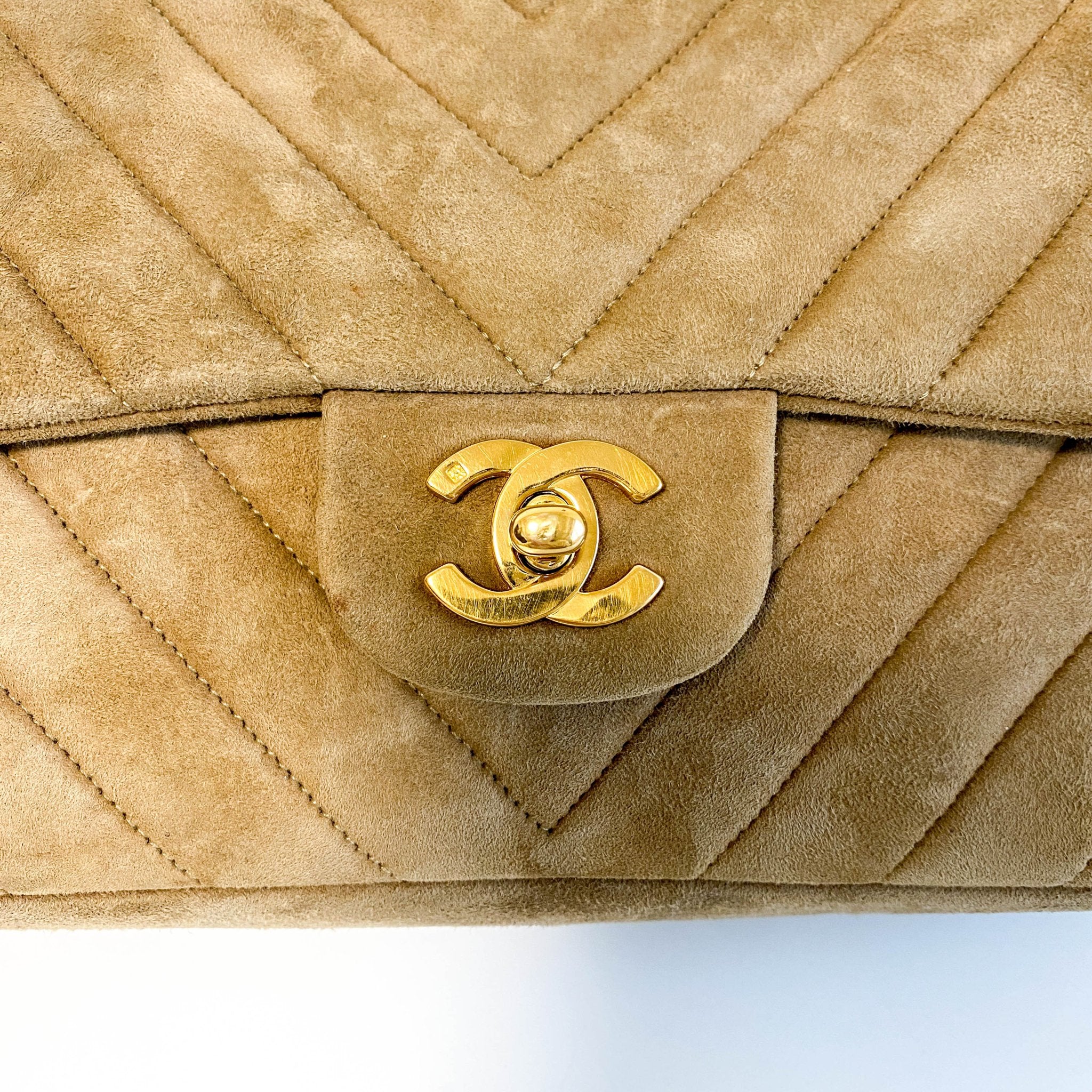 CHANEL Chevron V - stitch Suede W - flap Chain Shoulder Bag, in , Sold by HIVE PRELOVED - Shoulder Bags, ,