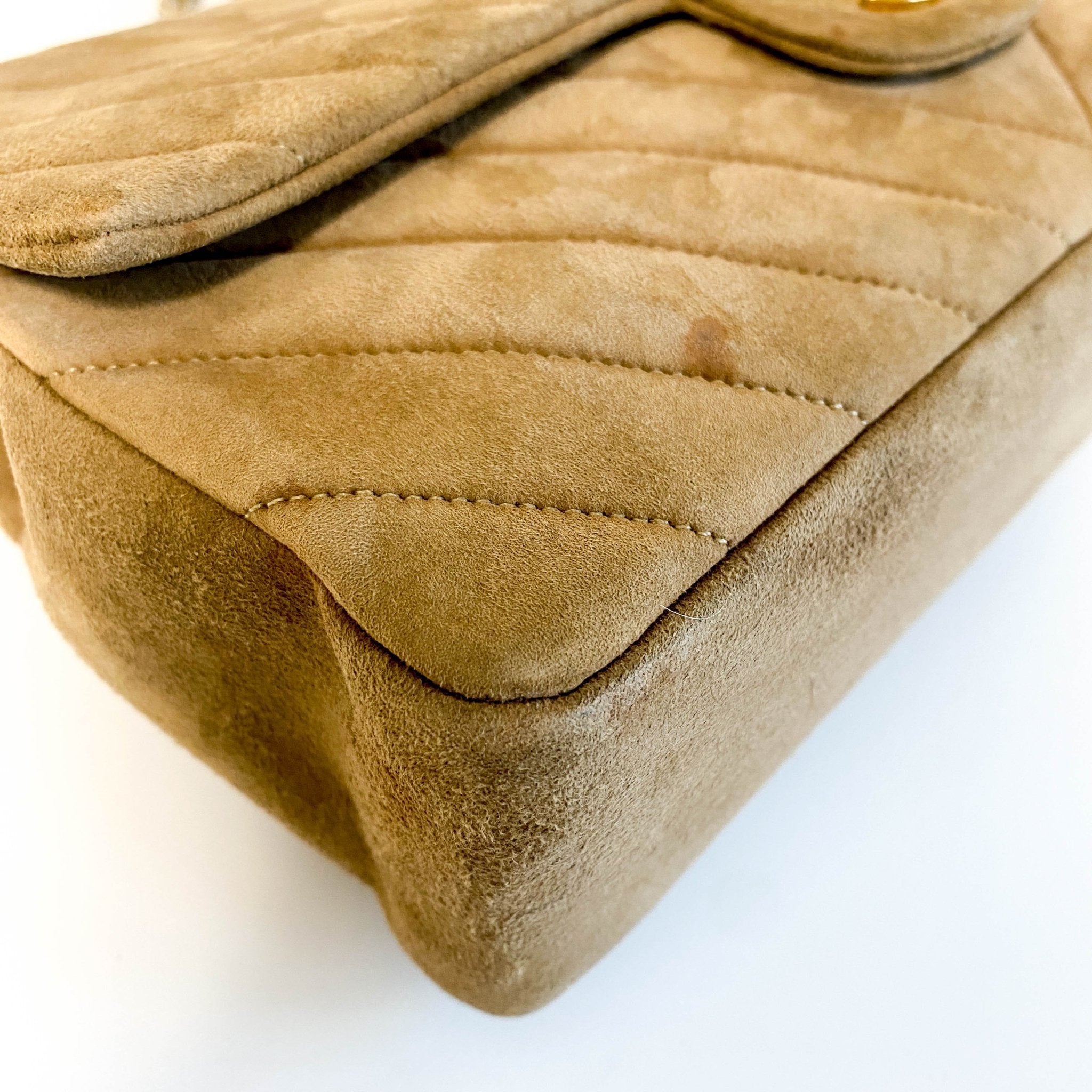 CHANEL Chevron V - stitch Suede W - flap Chain Shoulder Bag, in , Sold by HIVE PRELOVED - Shoulder Bags, ,