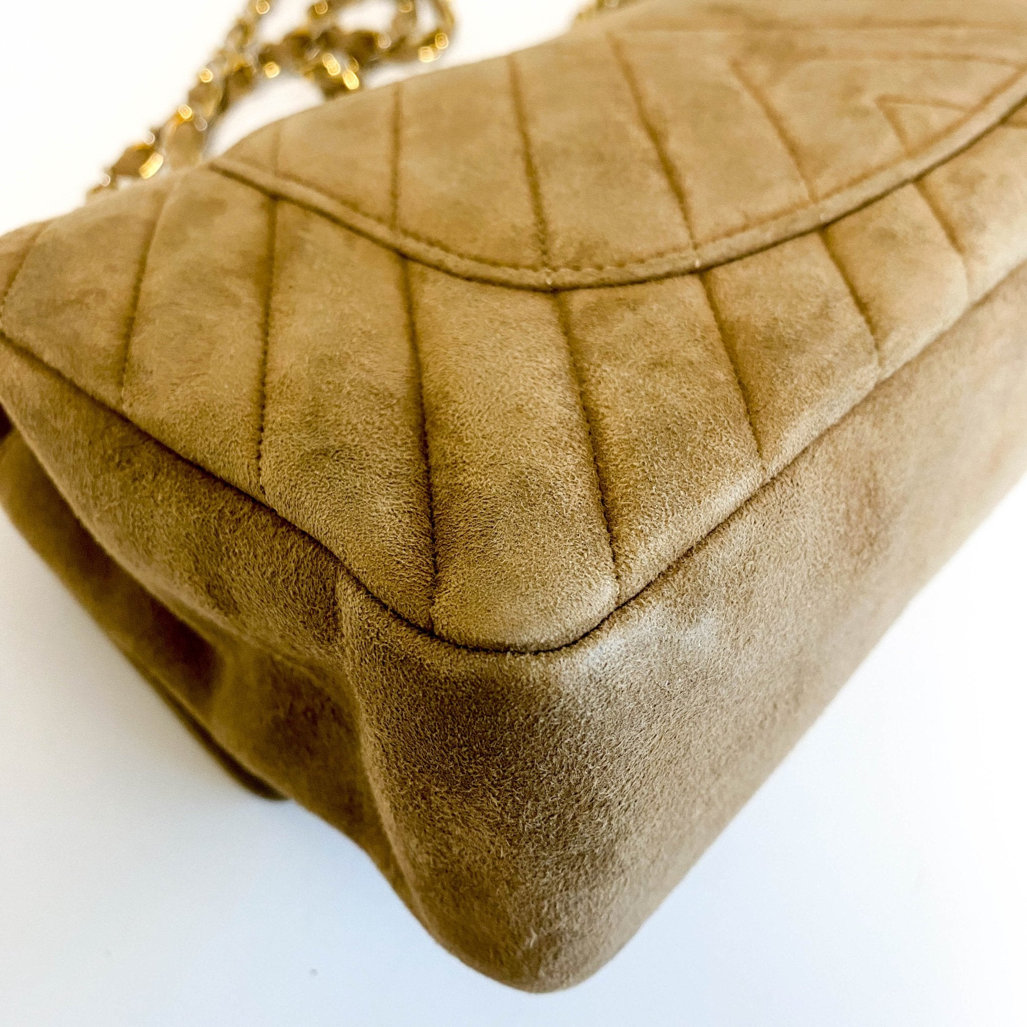 CHANEL Chevron V - stitch Suede W - flap Chain Shoulder Bag, in , Sold by HIVE PRELOVED - Shoulder Bags, ,