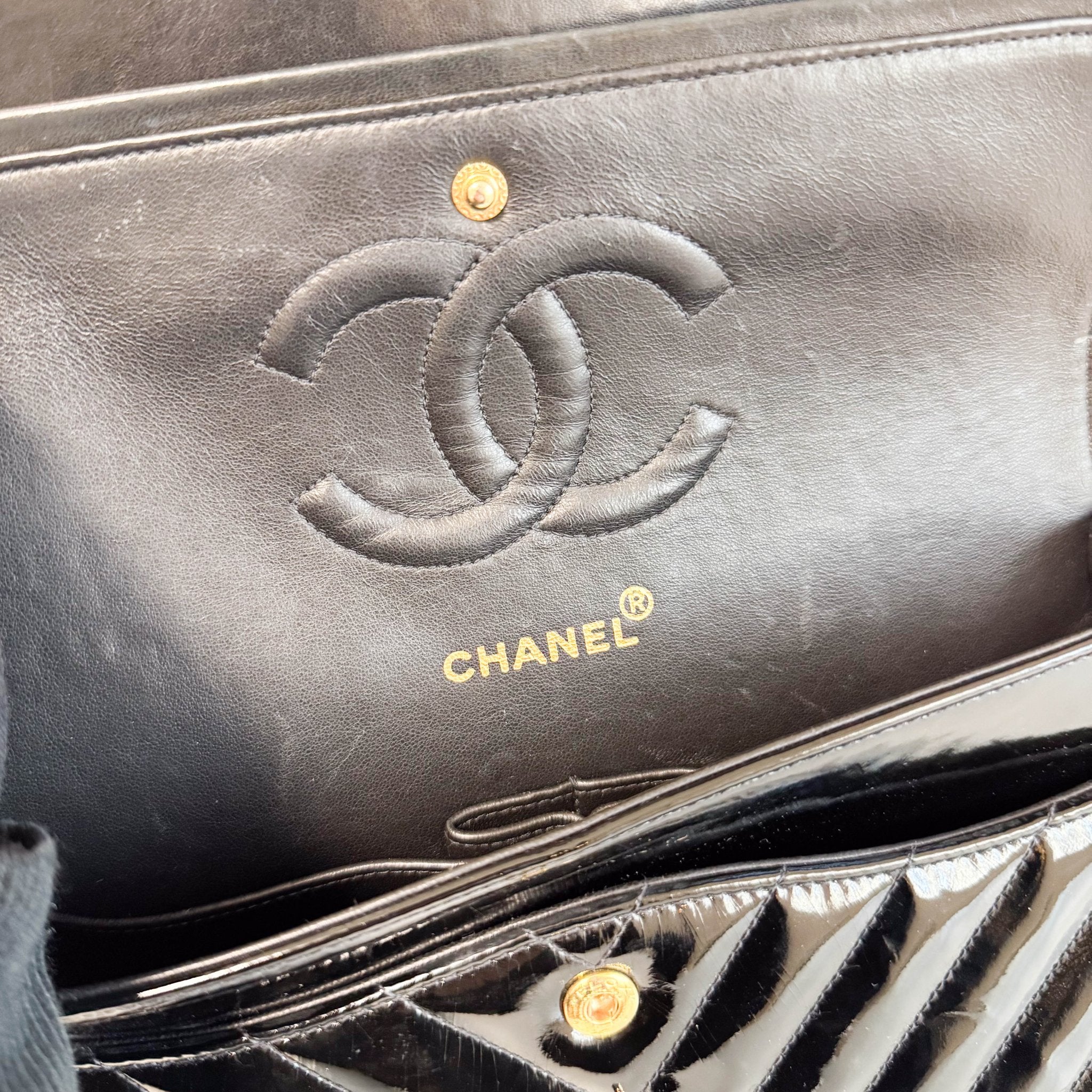 CHANEL Chevron Vernish Leather Chain Strap Shoulder Bag, in , Sold by HIVE PRELOVED - Shoulder Bags, ,