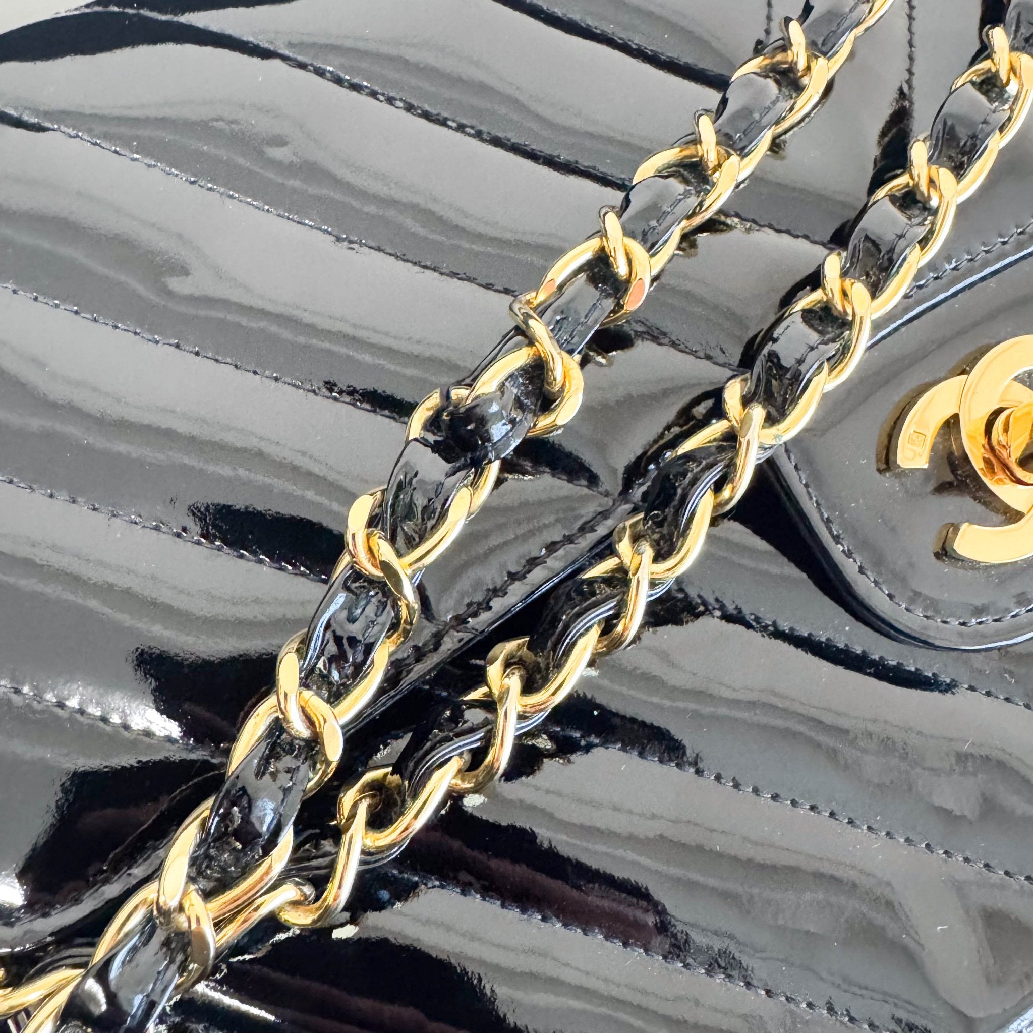 CHANEL Chevron Vernish Leather Chain Strap Shoulder Bag, in , Sold by HIVE PRELOVED - Shoulder Bags, ,