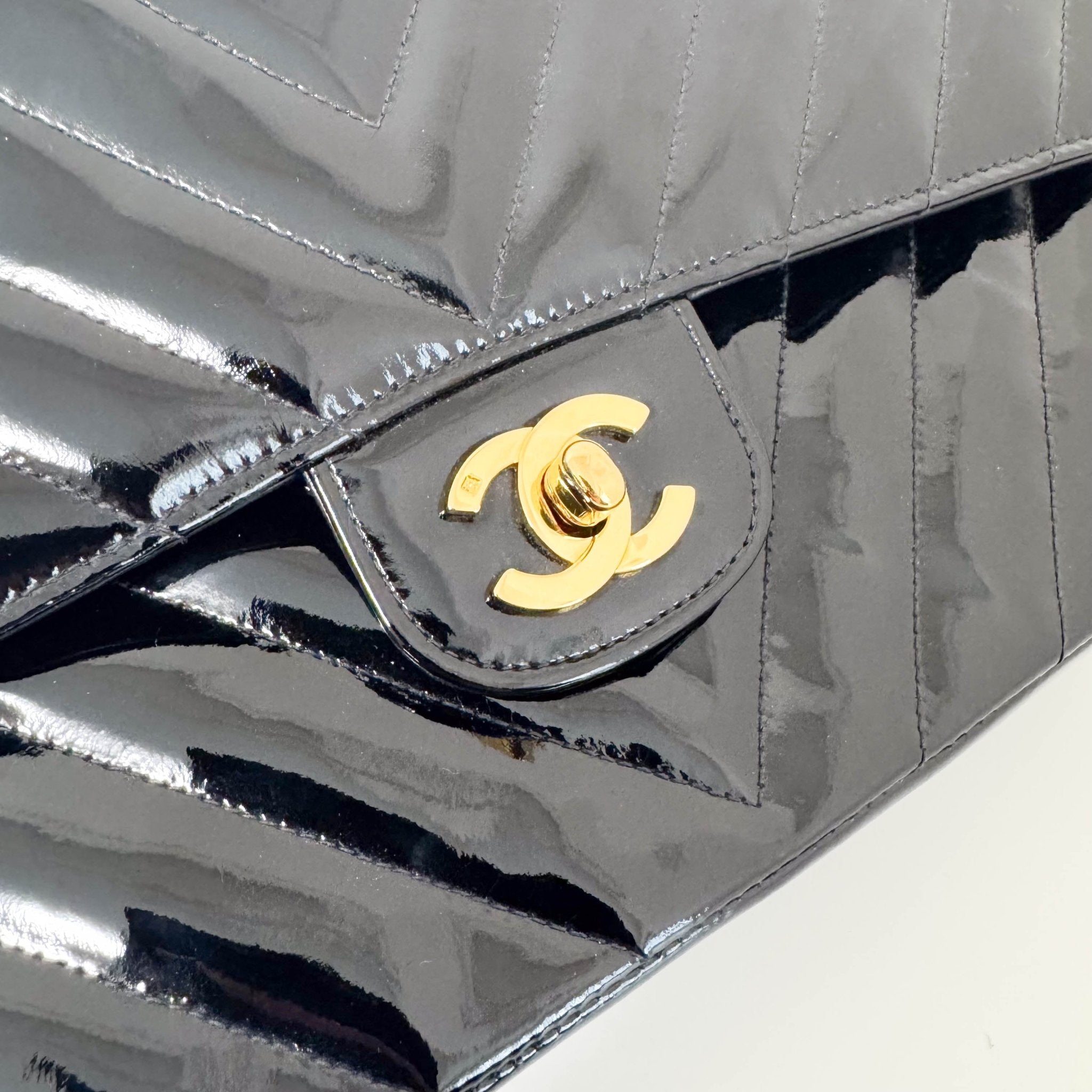 CHANEL Chevron Vernish Leather Chain Strap Shoulder Bag, in , Sold by HIVE PRELOVED - Shoulder Bags, ,