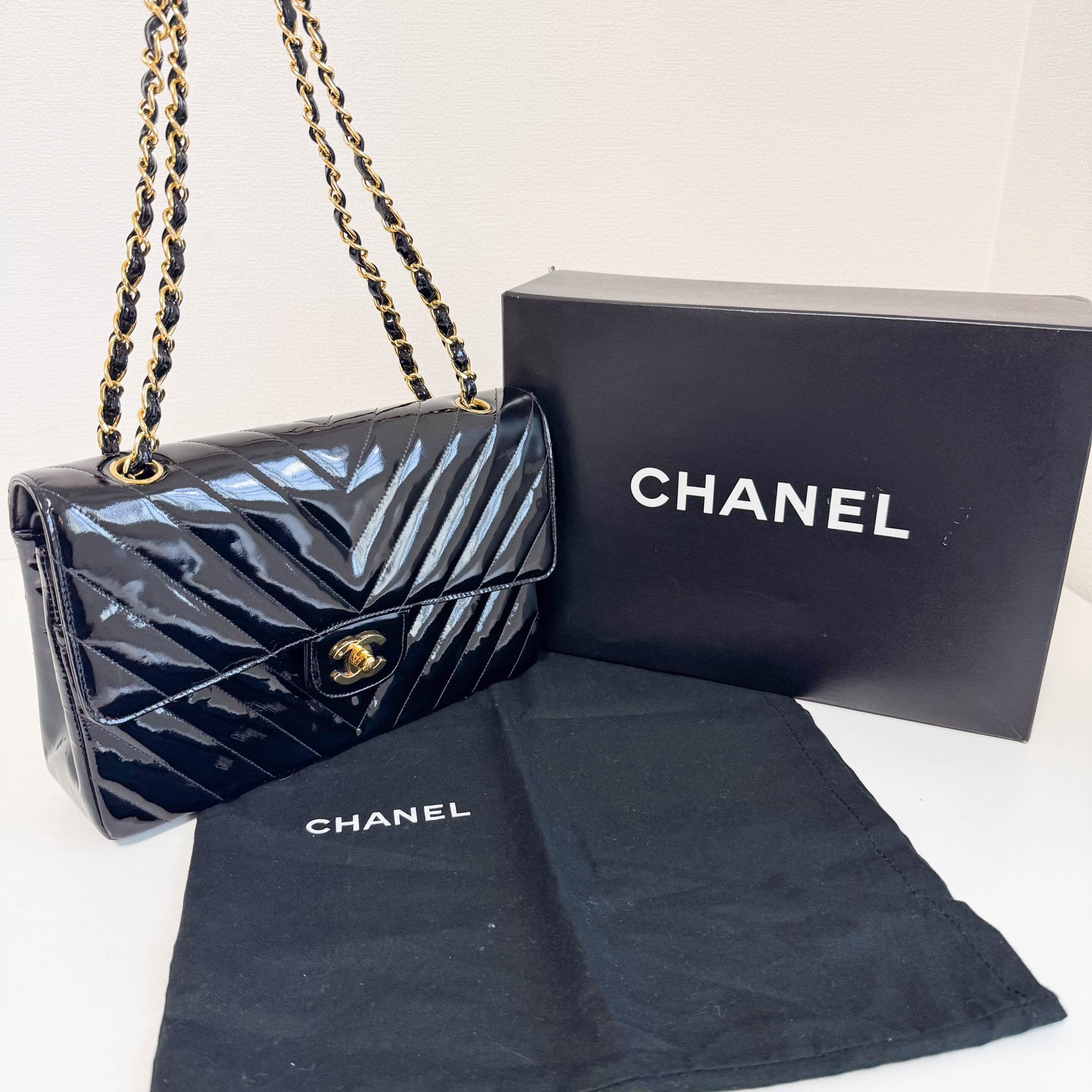 CHANEL Chevron Vernish Leather Chain Strap Shoulder Bag, in , Sold by HIVE PRELOVED - Shoulder Bags, ,