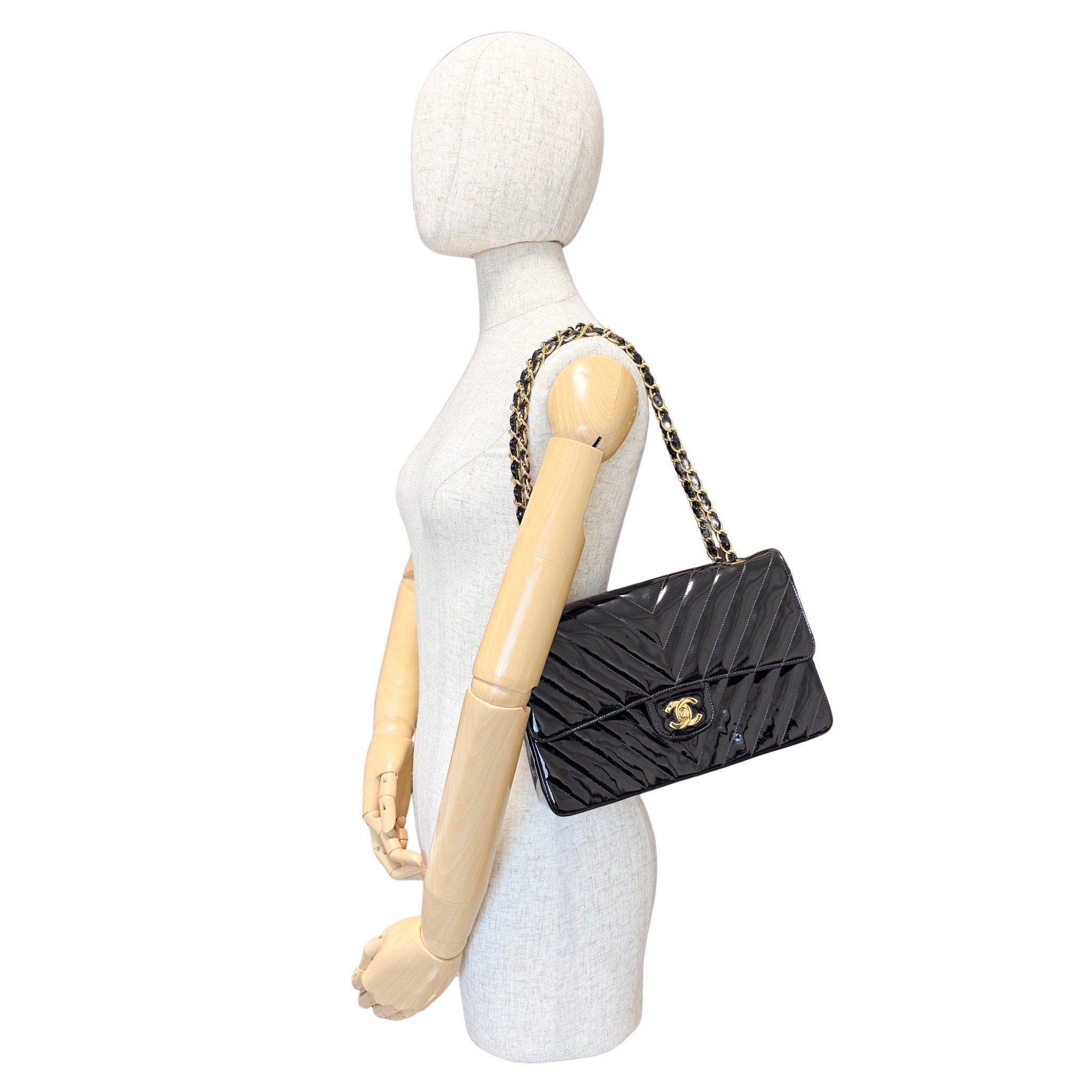 CHANEL Chevron Vernish Leather Chain Strap Shoulder Bag, in , Sold by HIVE PRELOVED - Shoulder Bags, ,