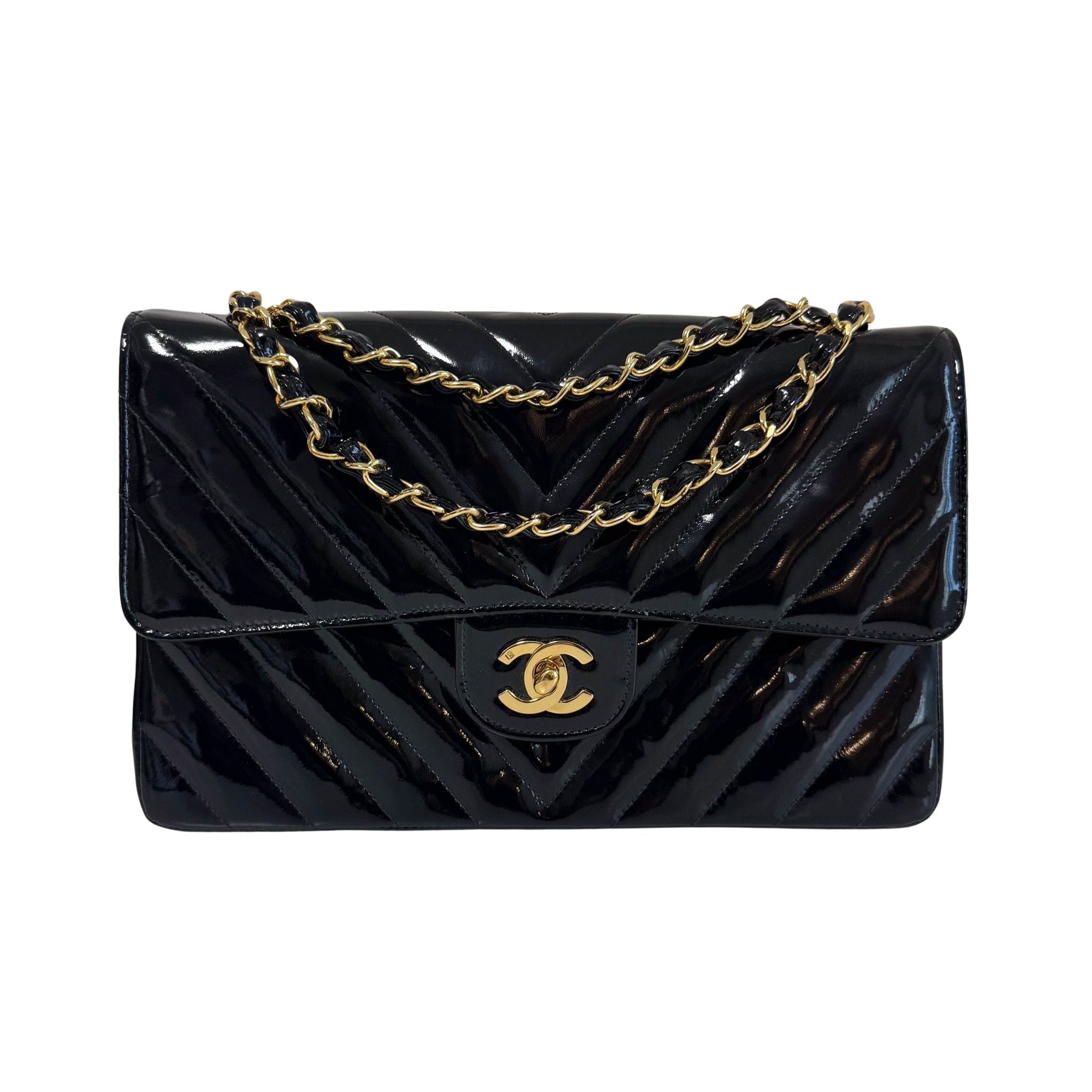 CHANEL Chevron Vernish Leather Chain Strap Shoulder Bag, in , Sold by HIVE PRELOVED - Shoulder Bags, ,