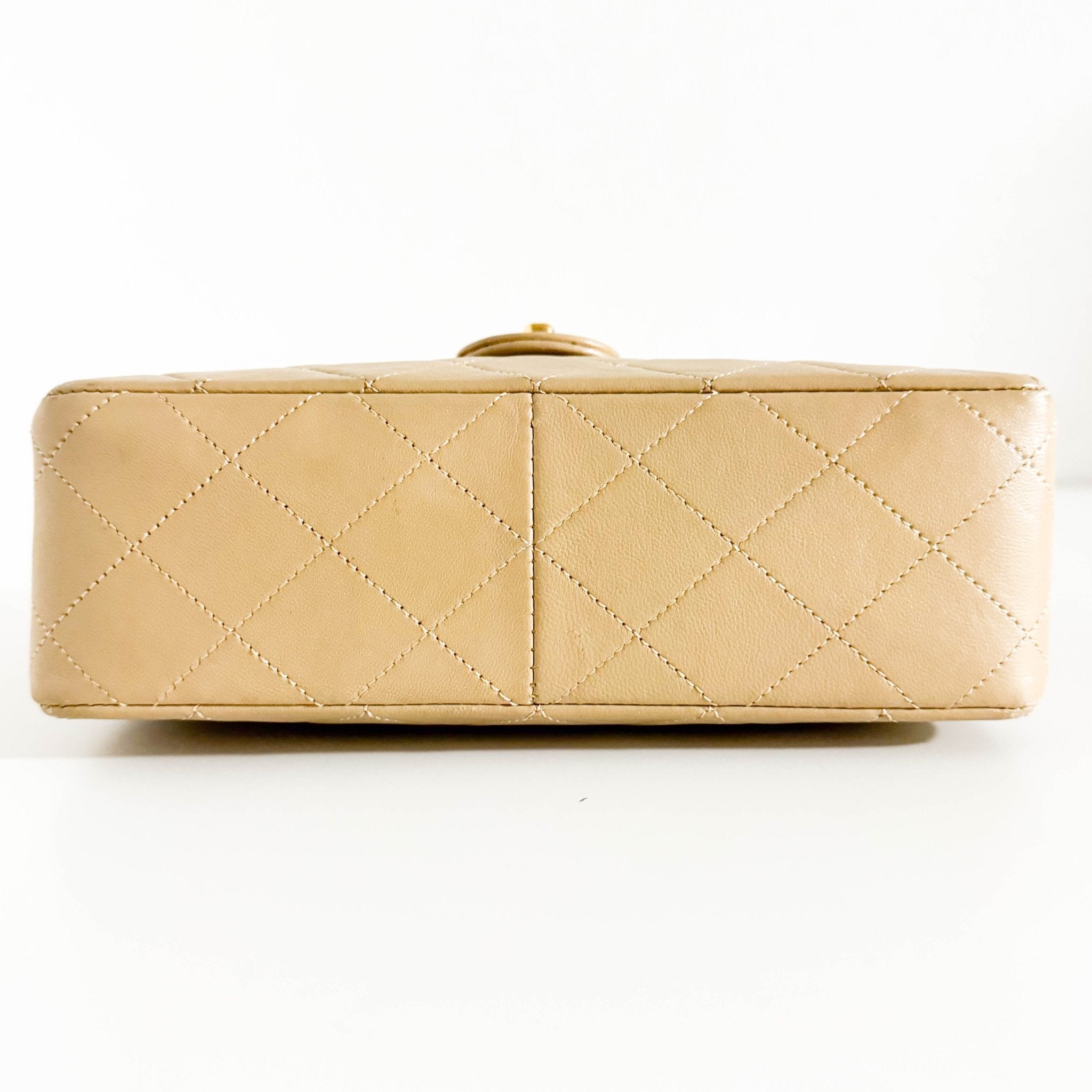 CHANEL Classic Flap Beige Lambskin Medium Gold Chain Shoulder Bag, in , Sold by HIVE PRELOVED - Crossbody bags, ,