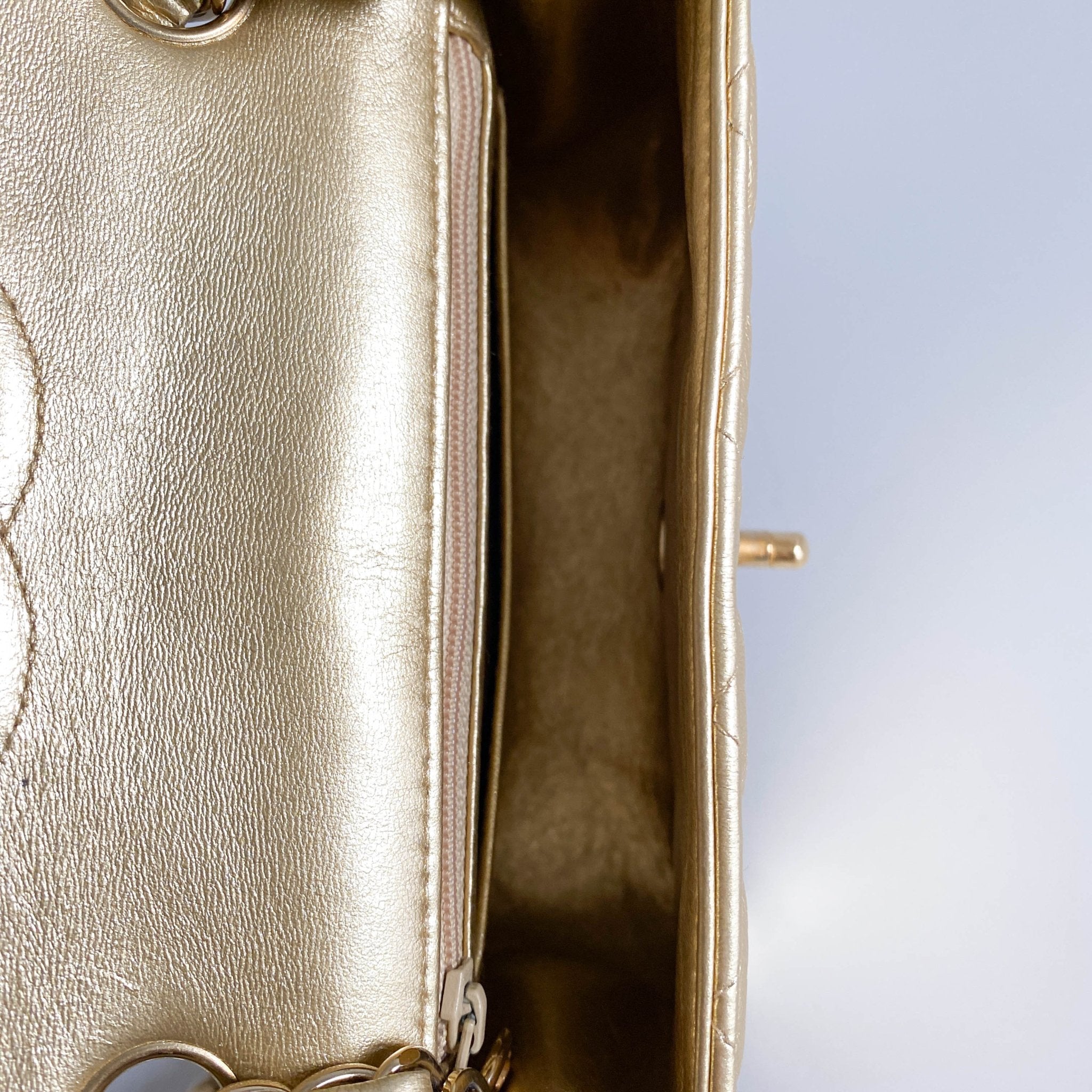 CHANEL Classic Flap Gold Lambskin Mini Gold Chain Shoulder Bag, in , Sold by HIVE PRELOVED - Crossbody bags, ,