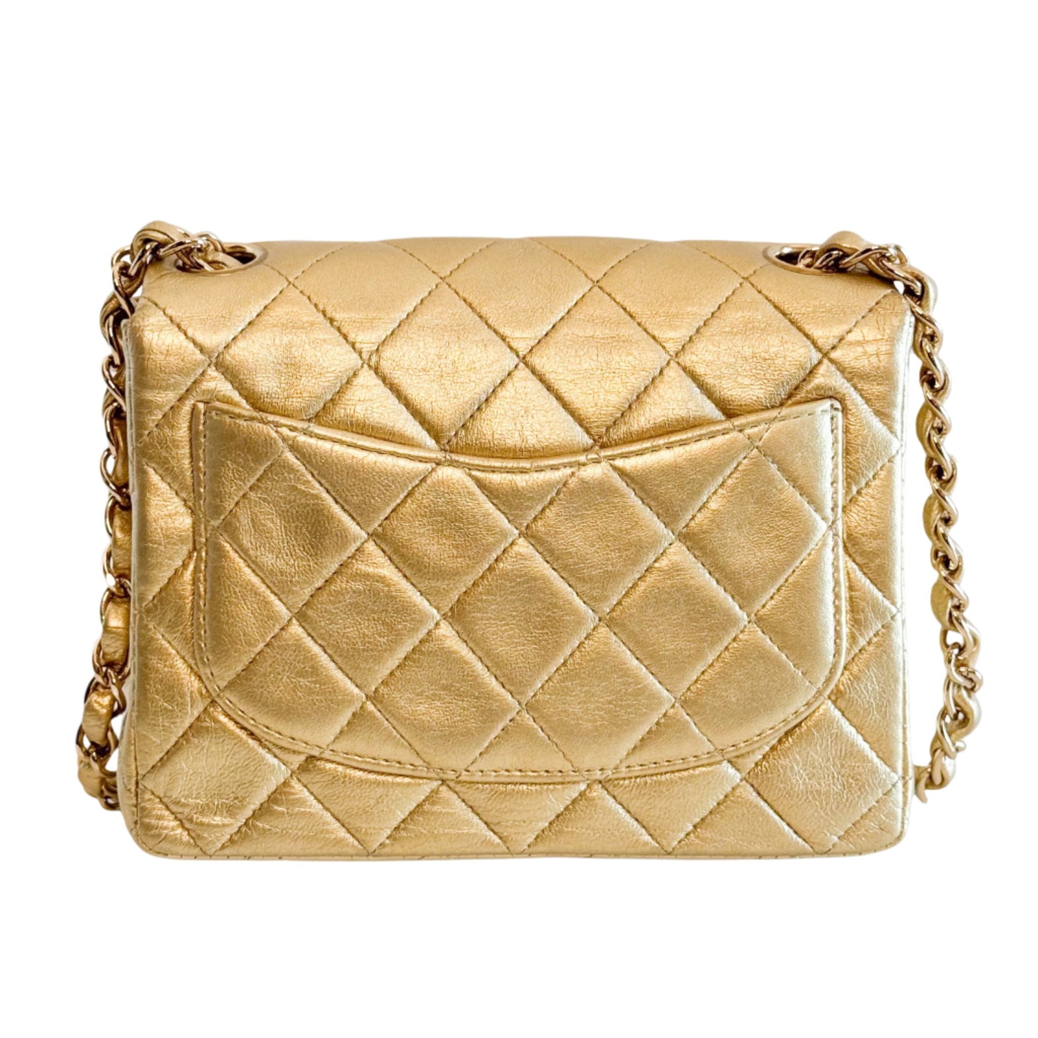 CHANEL Classic Flap Gold Lambskin Mini Gold Chain Shoulder Bag, in , Sold by HIVE PRELOVED - Crossbody bags, ,