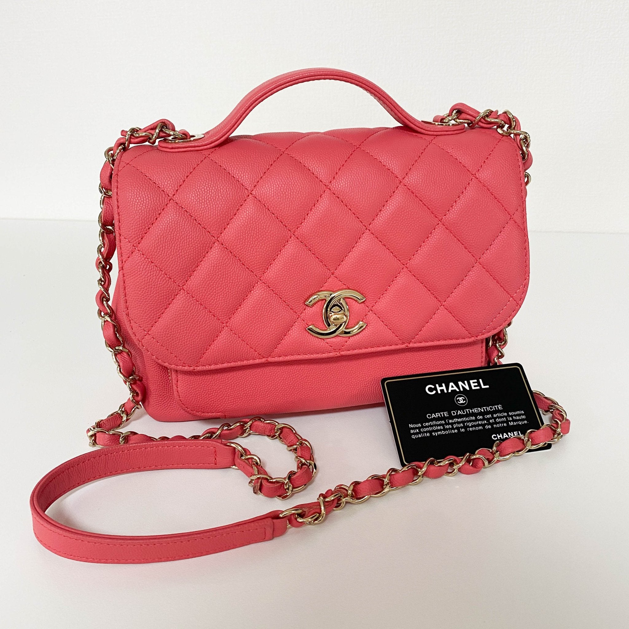 CHANEL Coco Business Affinity Caviar Leather Quilted Crossbody Bag Salmon Pink, in , Sold by HIVE PRELOVED - Crossbody bags, Handle Bags,