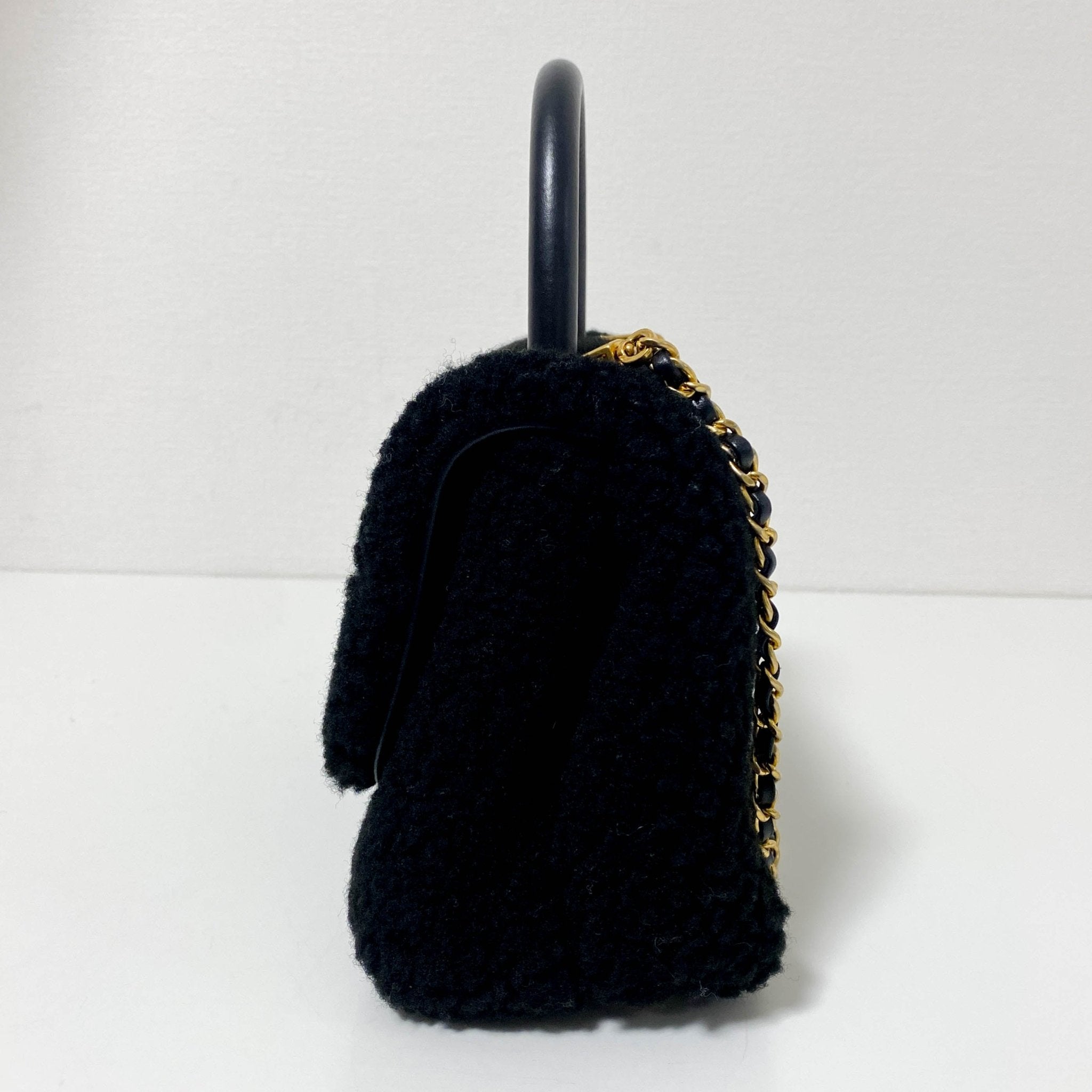 CHANEL Coco Handle 2016 - 2017 Black Shearling Top Handle Bag, in , Sold by HIVE PRELOVED - Handle Bags, ,