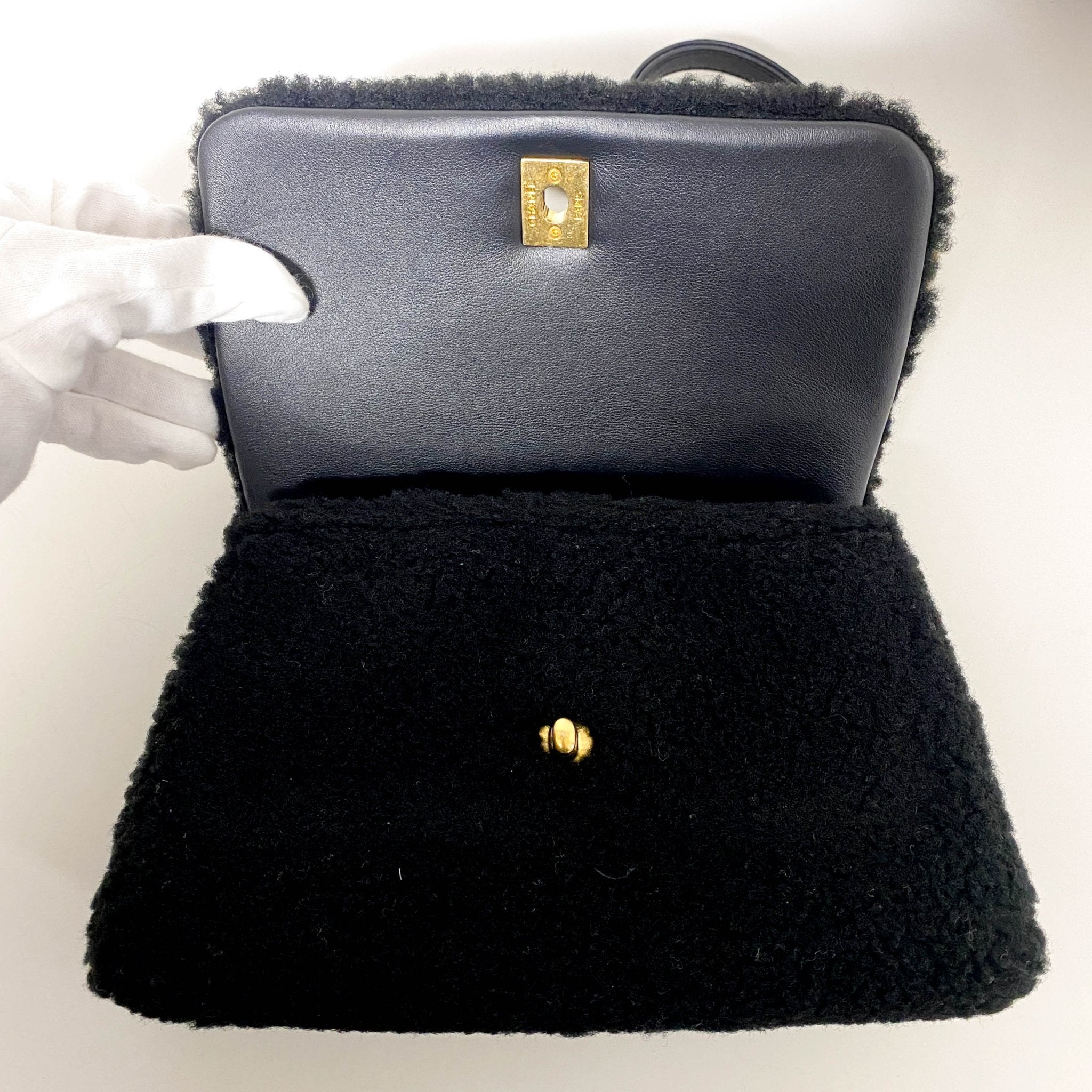 CHANEL Coco Handle 2016 - 2017 Black Shearling Top Handle Bag, in , Sold by HIVE PRELOVED - Handle Bags, ,