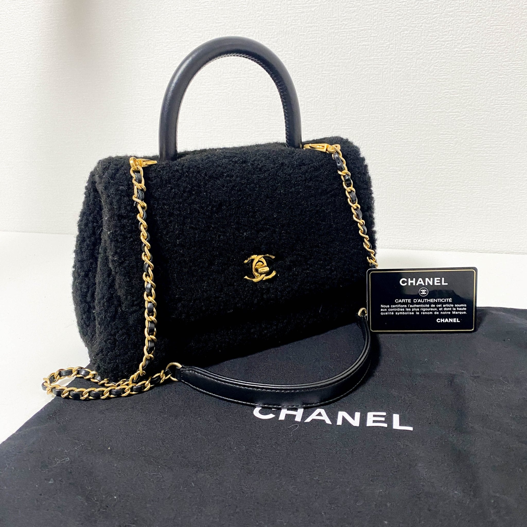 CHANEL Coco Handle 2016 - 2017 Black Shearling Top Handle Bag, in , Sold by HIVE PRELOVED - Handle Bags, ,