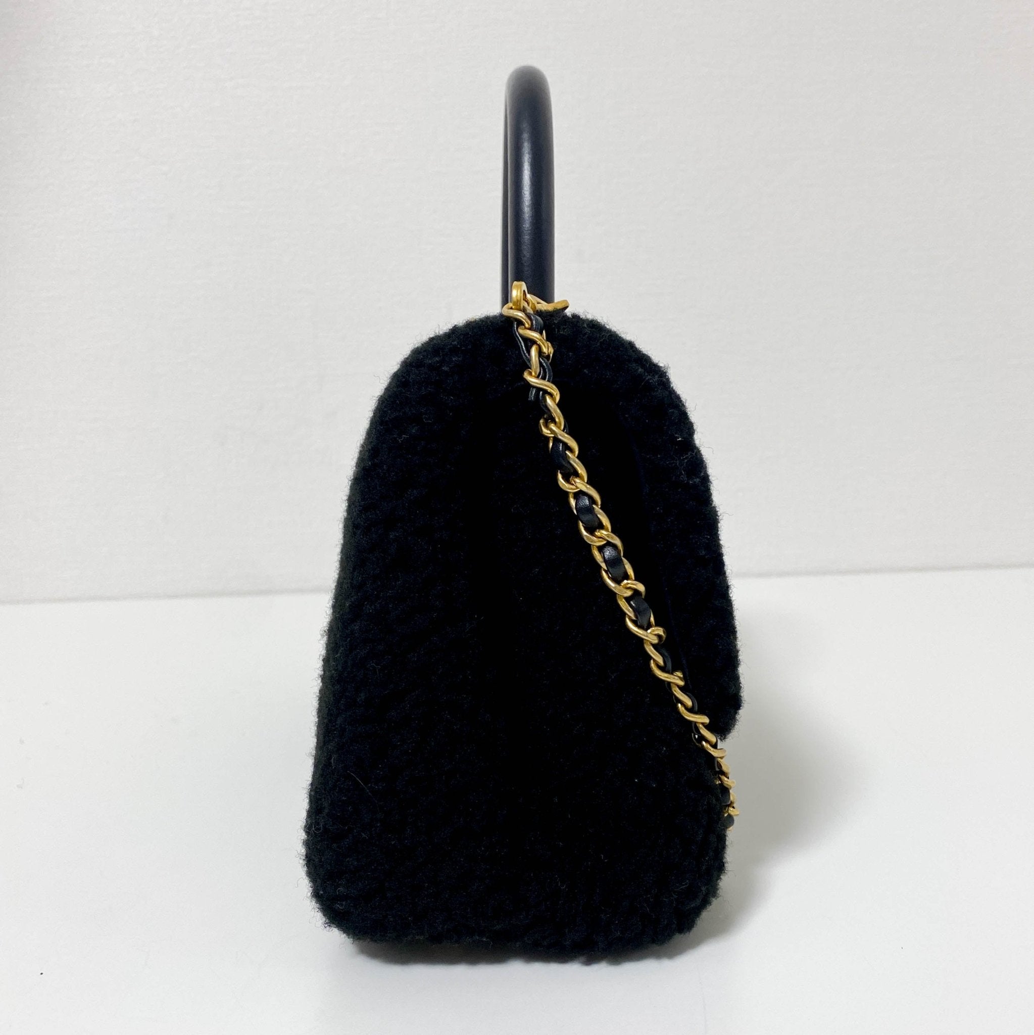 CHANEL Coco Handle 2016 - 2017 Black Shearling Top Handle Bag, in , Sold by HIVE PRELOVED - Handle Bags, ,