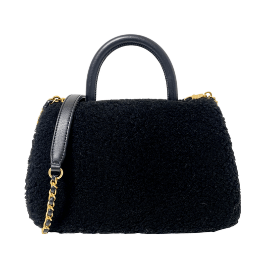 CHANEL Coco Handle 2016 - 2017 Black Shearling Top Handle Bag, in , Sold by HIVE PRELOVED - Handle Bags, ,