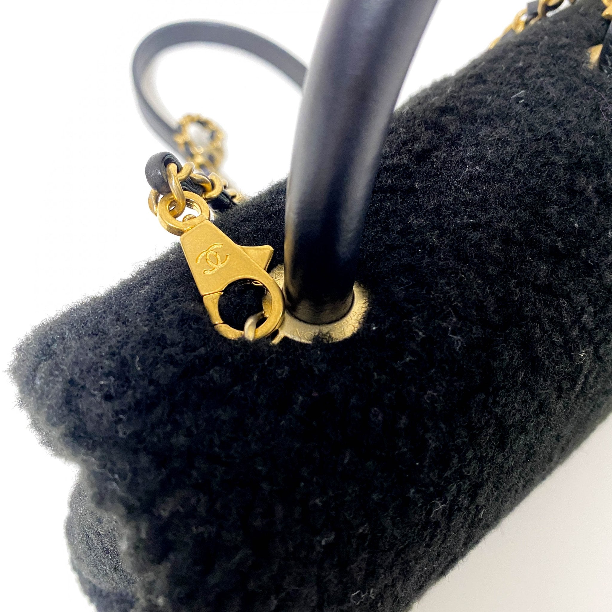 CHANEL Coco Handle 2016 - 2017 Black Shearling Top Handle Bag, in , Sold by HIVE PRELOVED - Handle Bags, ,