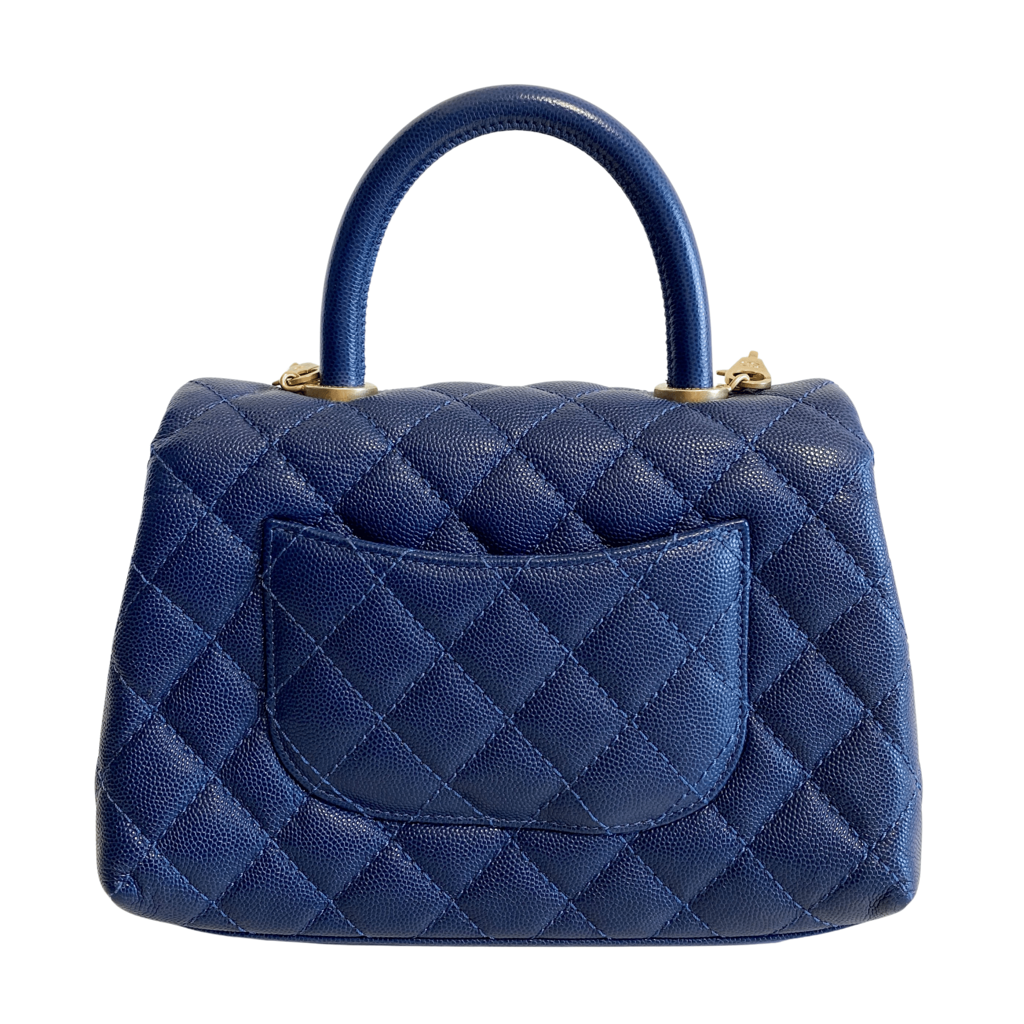 CHANEL Coco Handle Navy Grain Calf Leather Top Handle Bag with Gold Hardware, in Sold by HIVE PRELOVED Crossbody bags