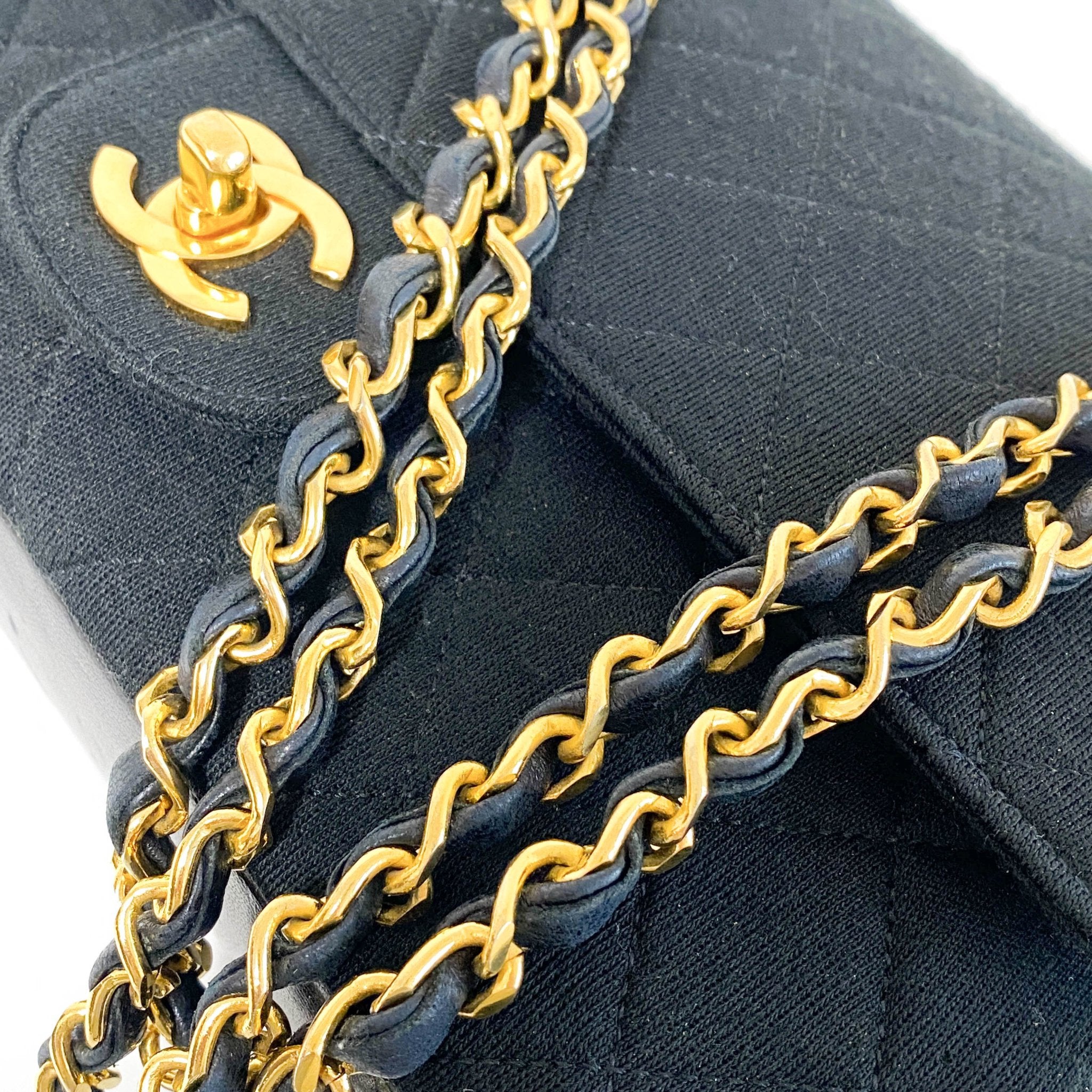 CHANEL Cotton Timeless Classic Quilted Double Flap Gold Chain Shoulder Bag, in , Sold by HIVE PRELOVED - Shoulder Bags, ,